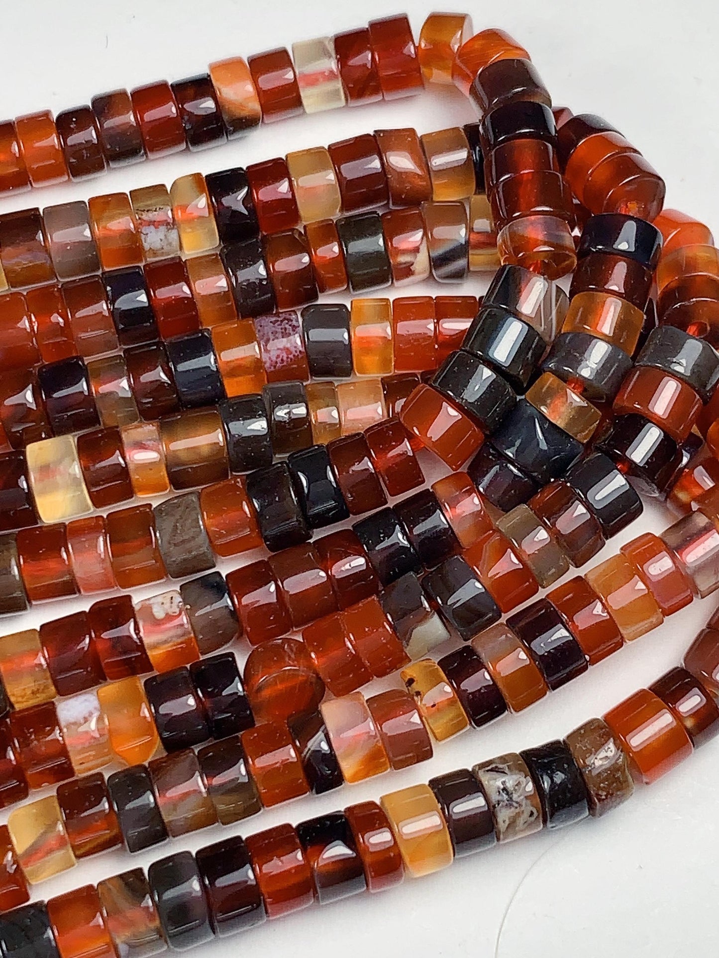 2x4mm AAA Natural Transparent Red Brown Dreamy Agate Heishi Disc Beads 15" Strand