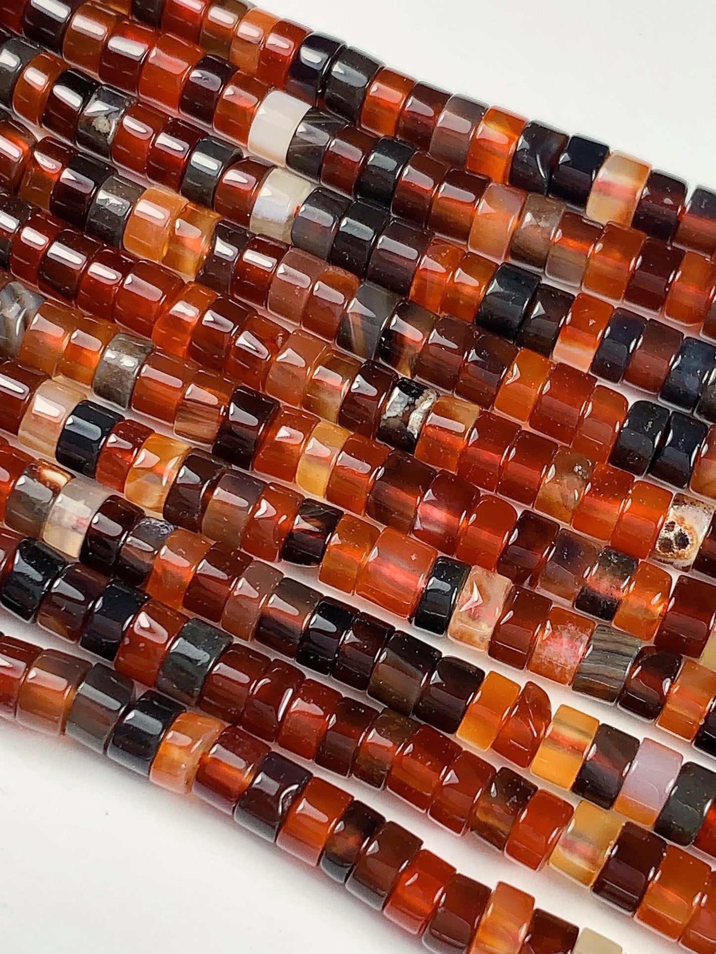 2x4mm AAA Natural Transparent Red Brown Dreamy Agate Heishi Disc Beads 15" Strand