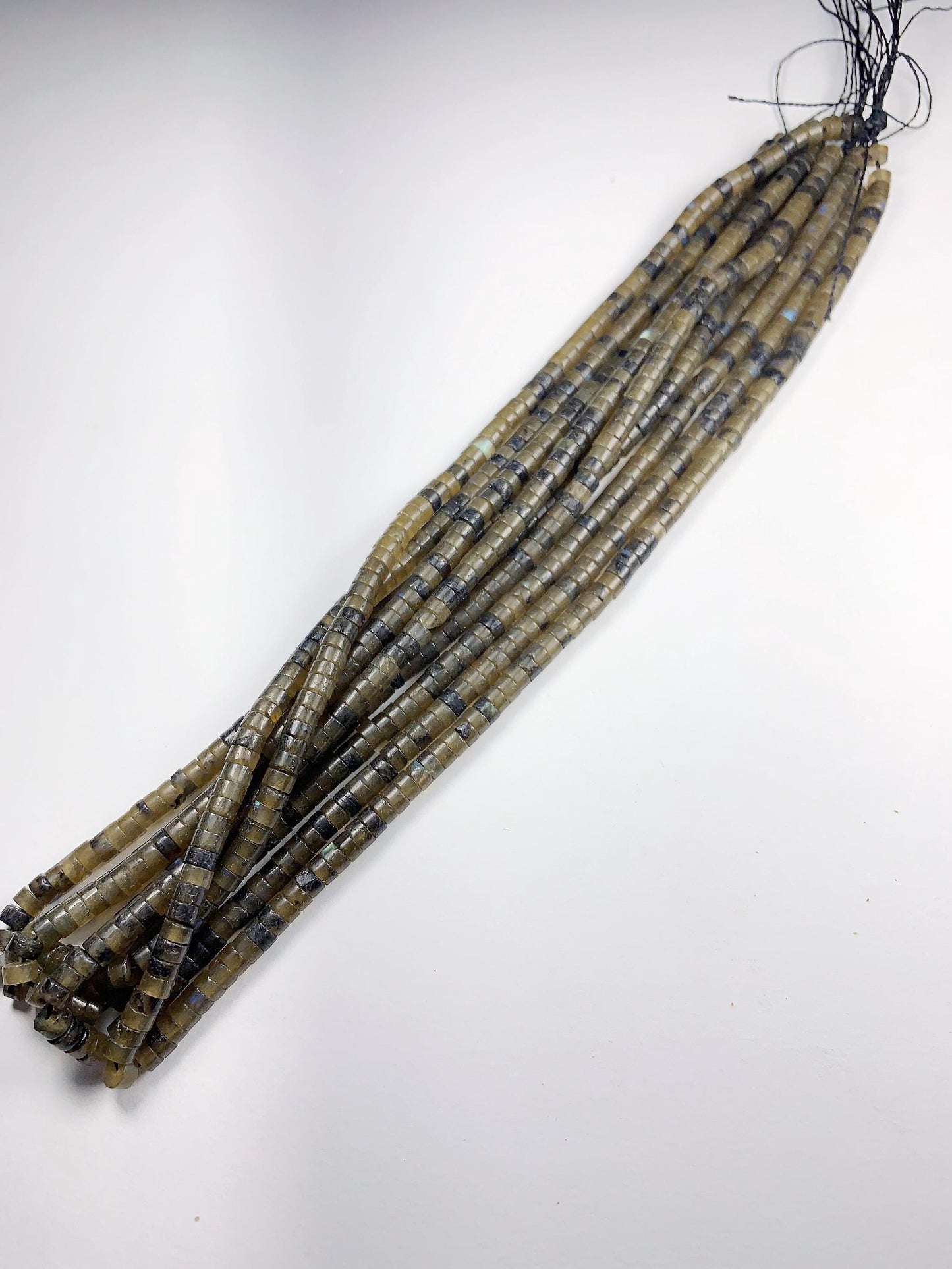 2x4mm Natural Blue Olive Green Brown Labradorite Heishi Disc Beads 15" Strand