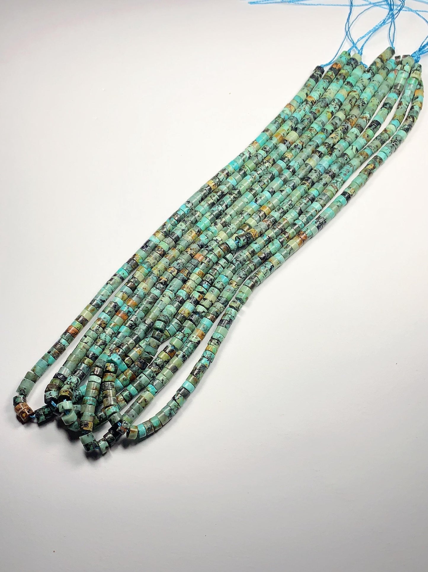 2x4mm AAA Natural Africa Turquoise Heishi Disc Beads 15" Strand Green Blue Yellow