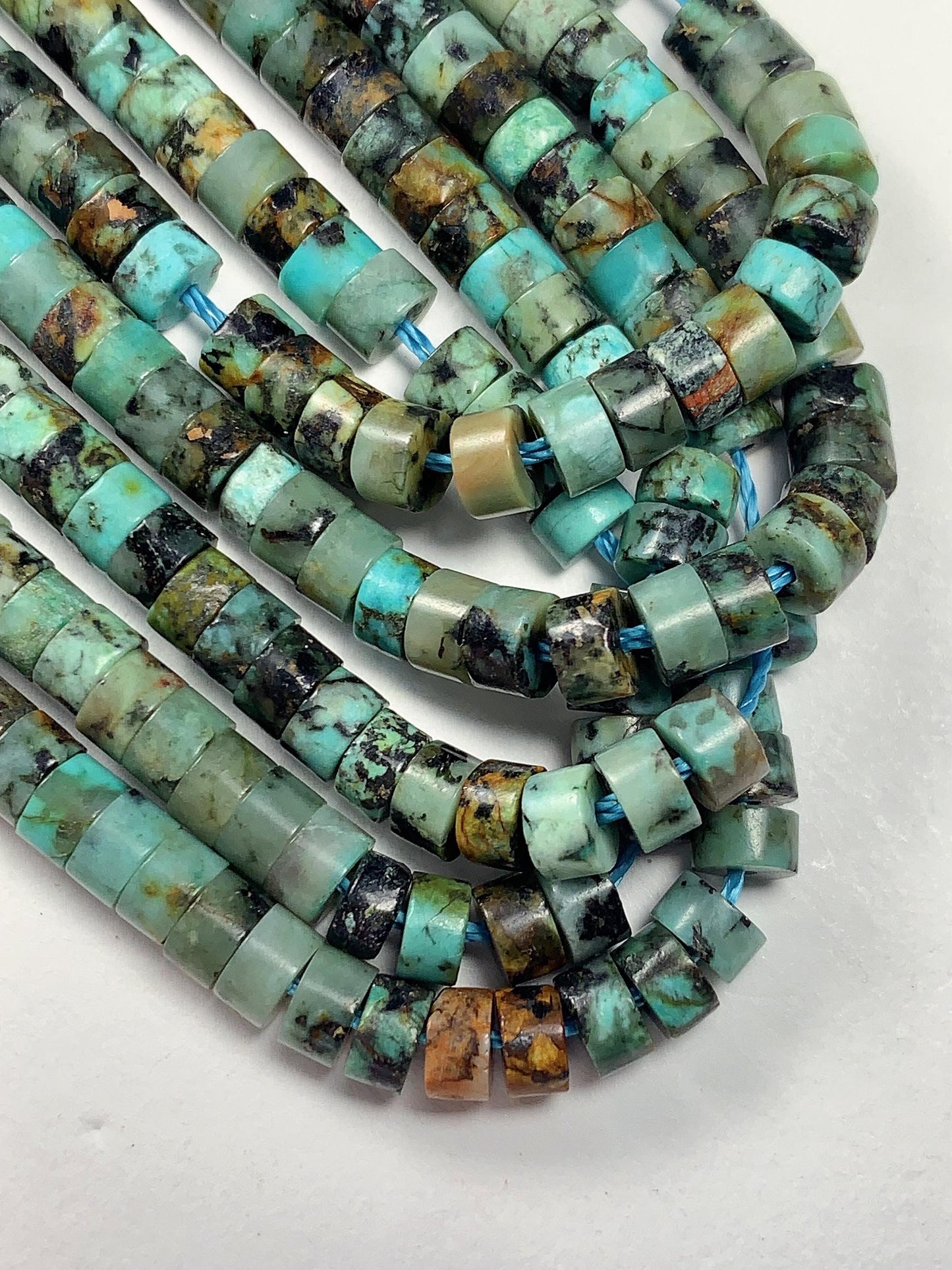 2x4mm AAA Natural Africa Turquoise Heishi Disc Beads 15" Strand Green Blue Yellow