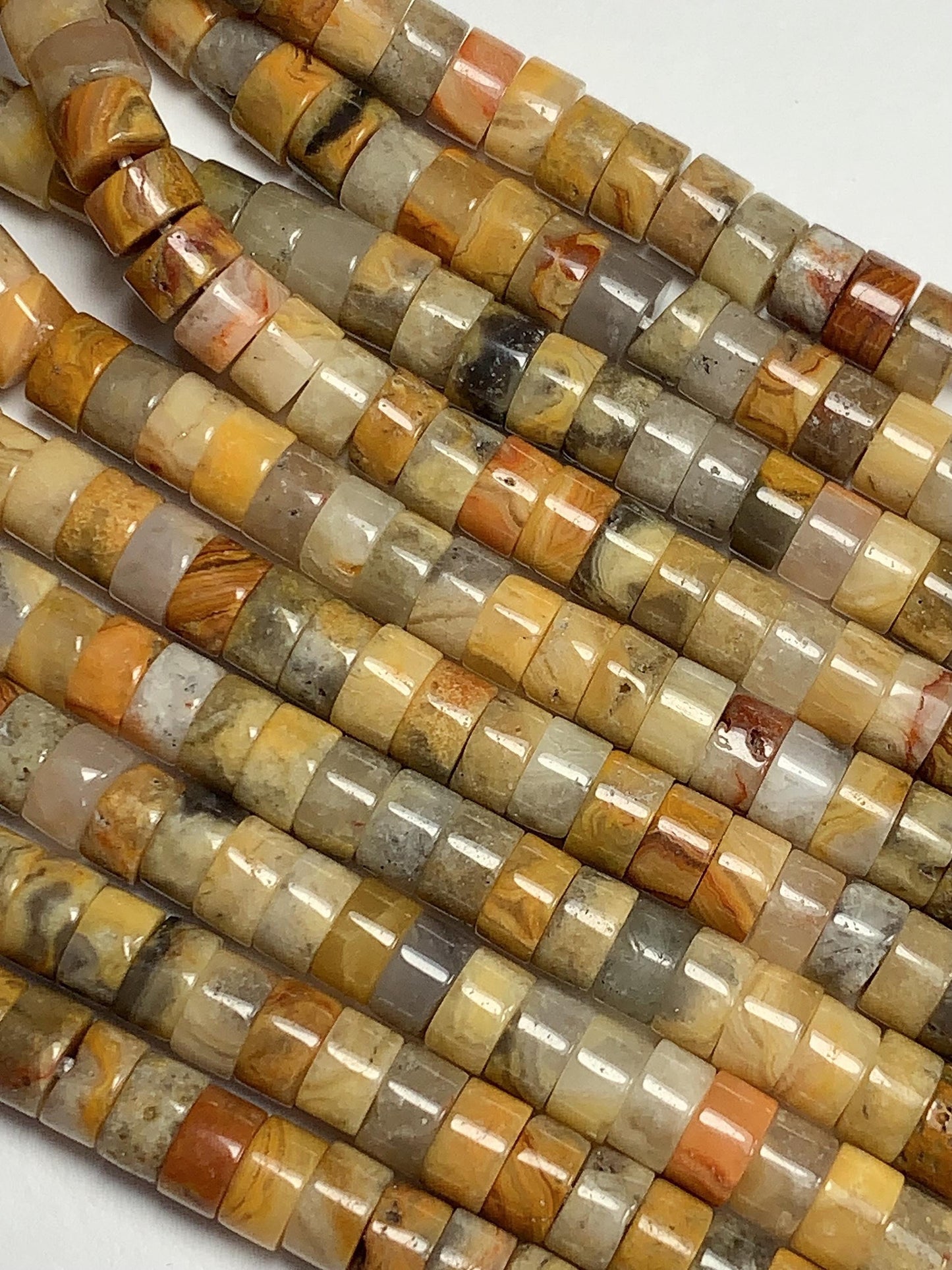 2x4mm AAA Natural Yellow Picture Jasper Heishi Disc Beads 15" Strand Green Blue Yellow