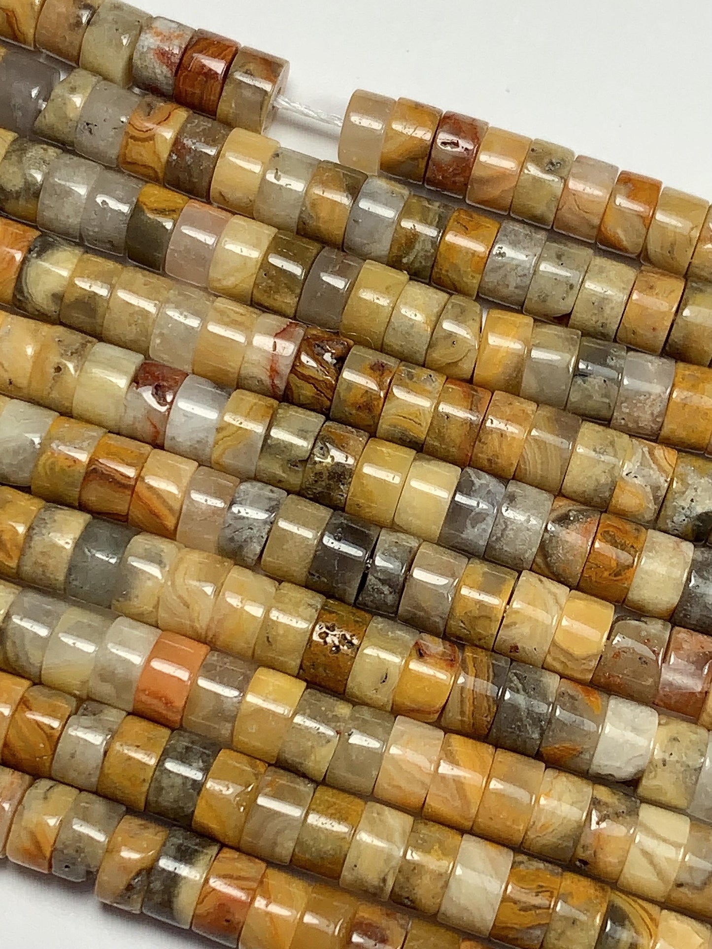 2x4mm AAA Natural Yellow Picture Jasper Heishi Disc Beads 15" Strand Green Blue Yellow