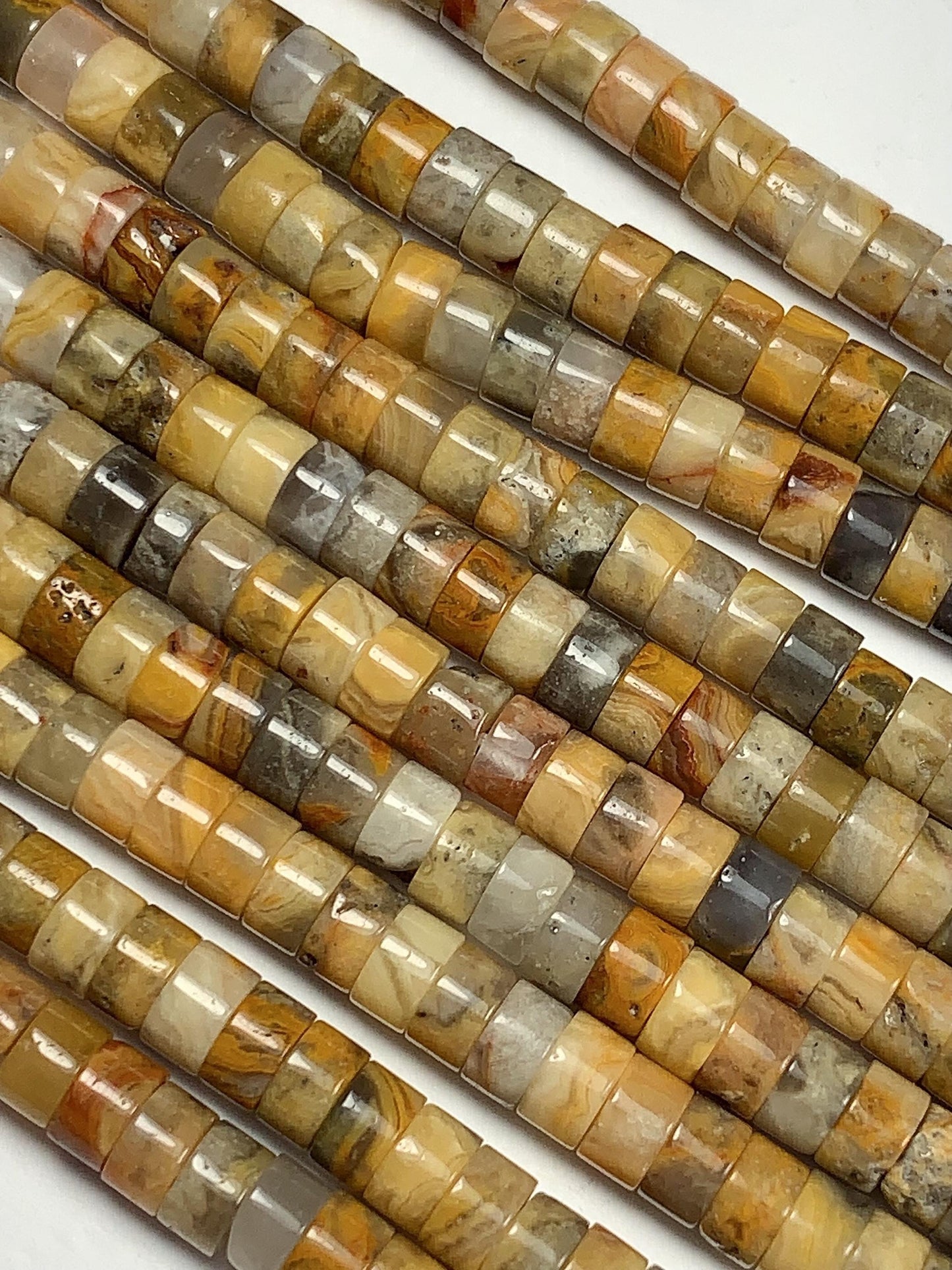 2x4mm AAA Natural Yellow Picture Jasper Heishi Disc Beads 15" Strand Green Blue Yellow