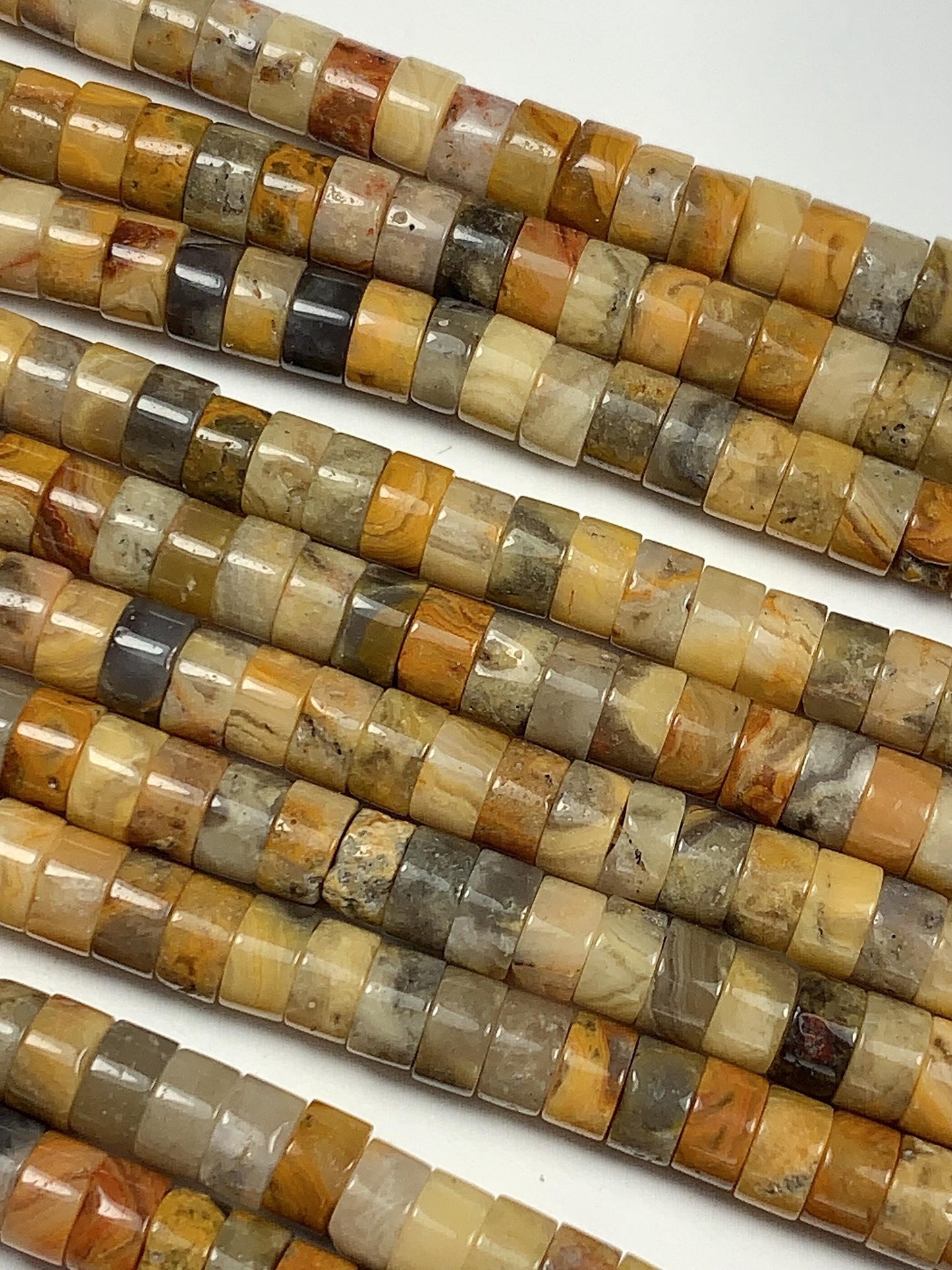 2x4mm AAA Natural Yellow Picture Jasper Heishi Disc Beads 15" Strand Green Blue Yellow