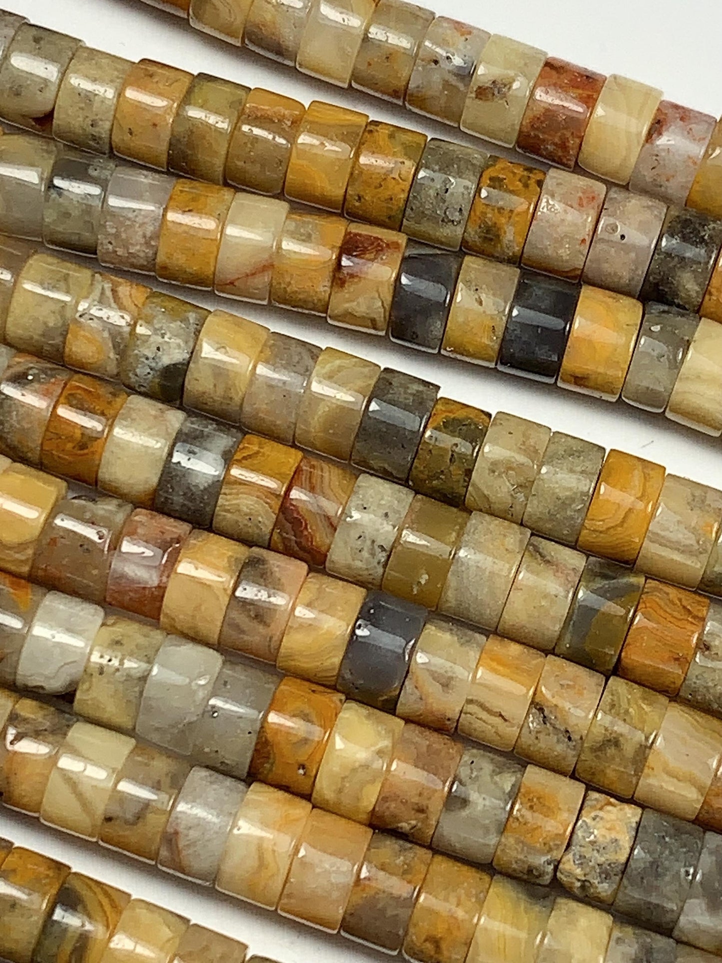 2x4mm AAA Natural Yellow Picture Jasper Heishi Disc Beads 15" Strand Green Blue Yellow