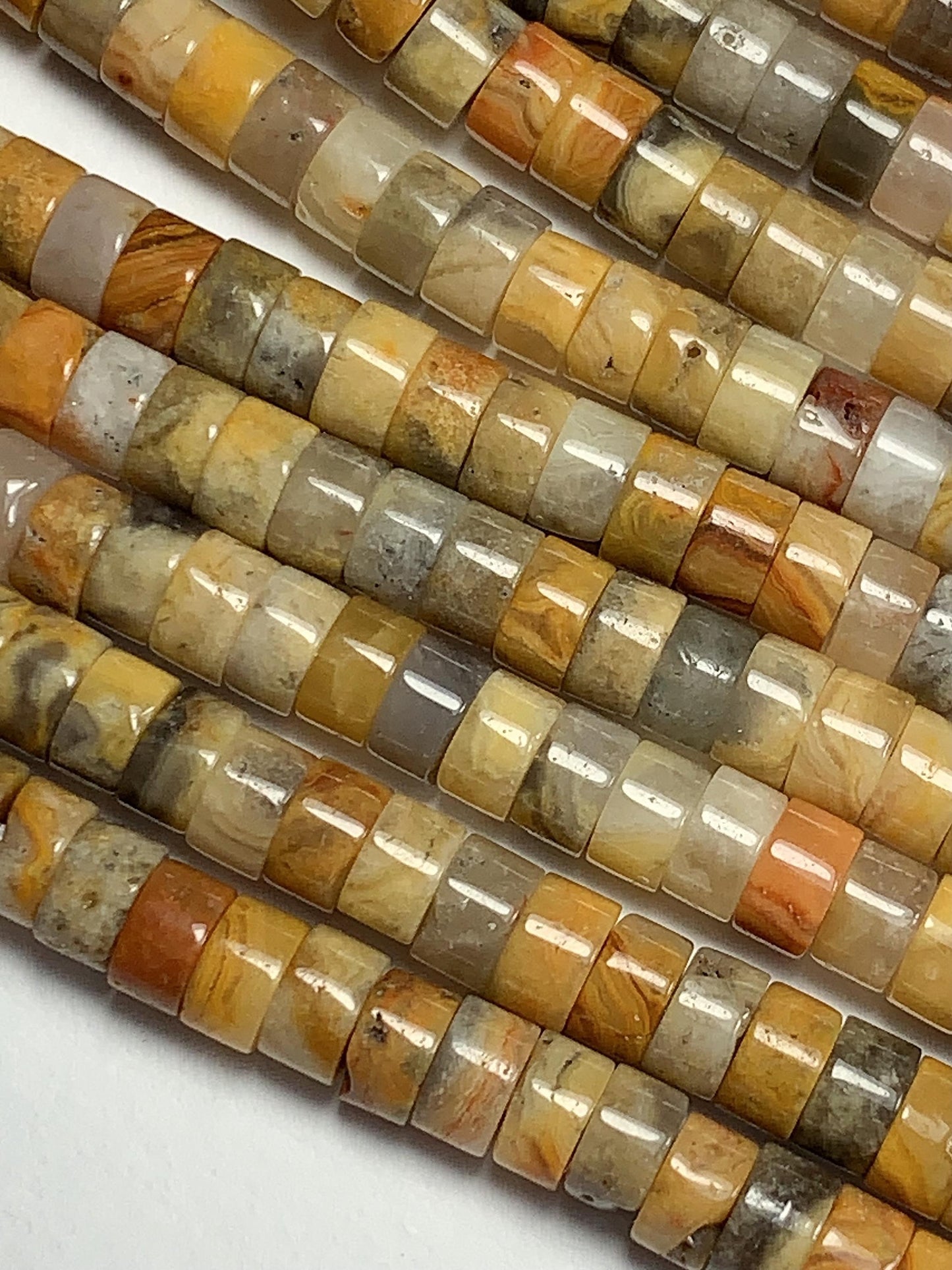 2x4mm AAA Natural Yellow Picture Jasper Heishi Disc Beads 15" Strand Green Blue Yellow
