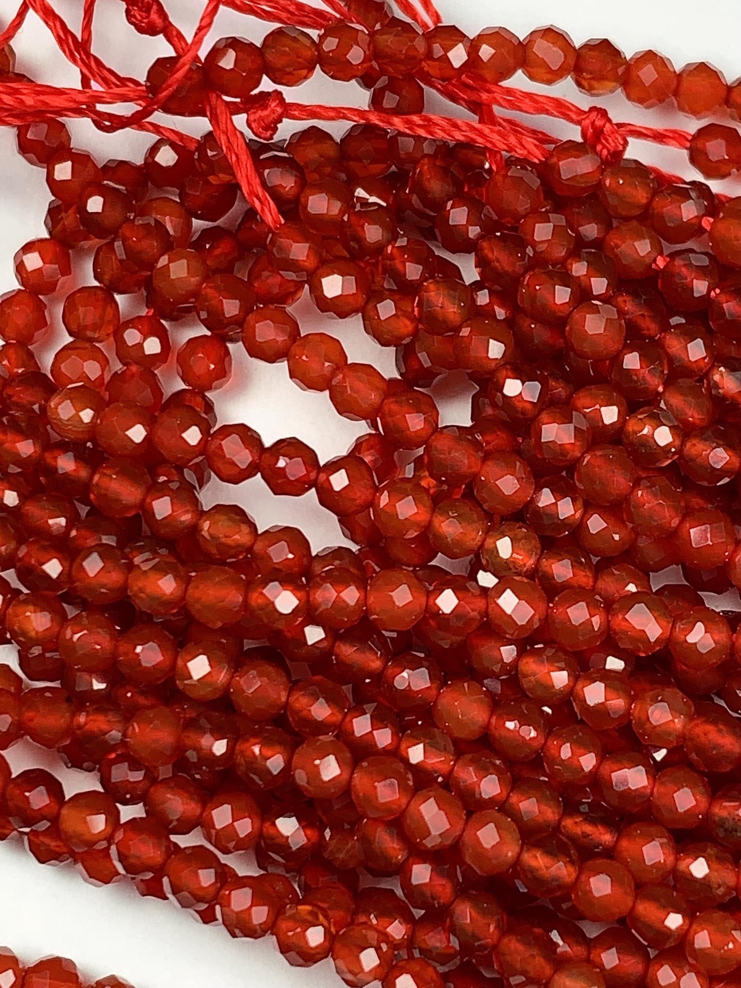 Deep Red Agate Faceted Round Beads 15.5" Strand 2mm