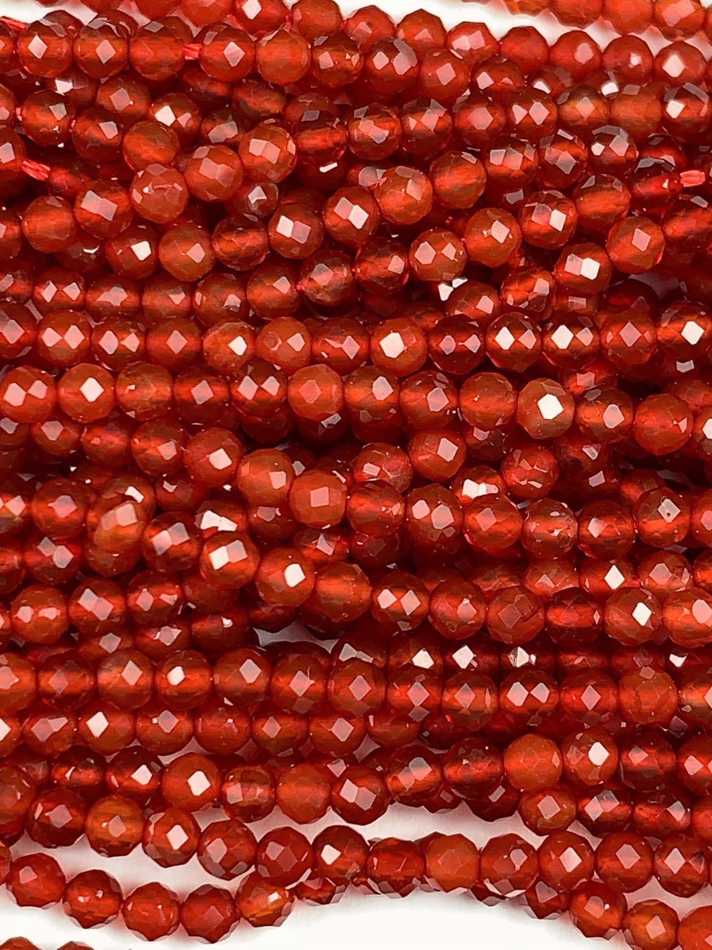Deep Red Agate Faceted Round Beads 15.5" Strand 2mm