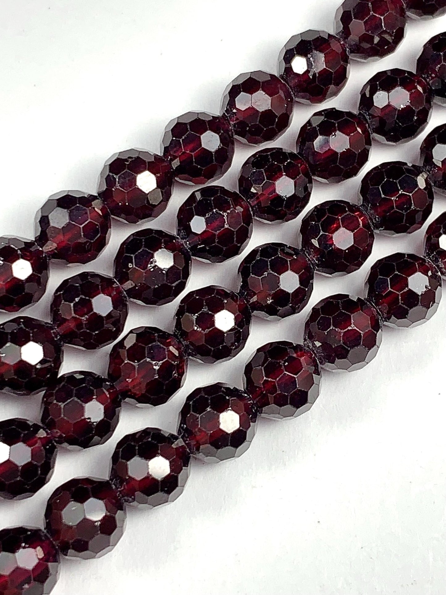 6mm AAA Natural Mozambique Magenta Deep Purple Garnet Faceted Round Beads 7.5" Strand Gemstone