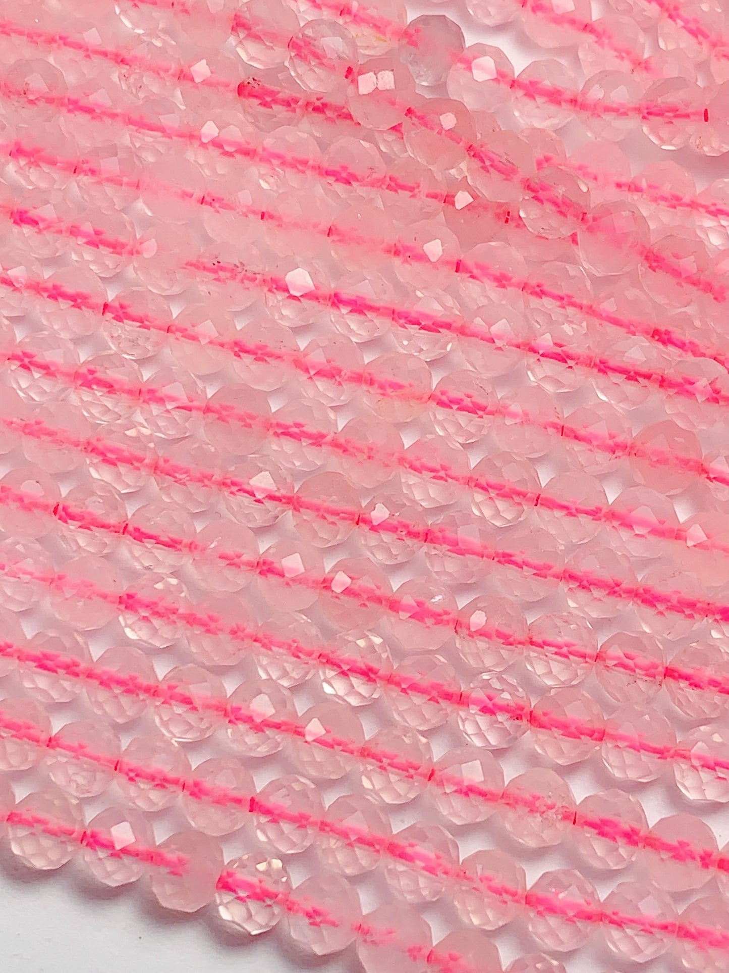 AAA Ttransparent Madagascar Pink Rose Quartz Faceted Round Beads Gemstone Strand 15.5 4mm