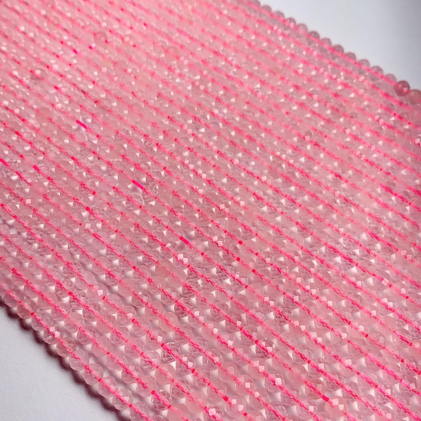 AAA Ttransparent Madagascar Pink Rose Quartz Faceted Round Beads Gemstone Strand 15.5 4mm