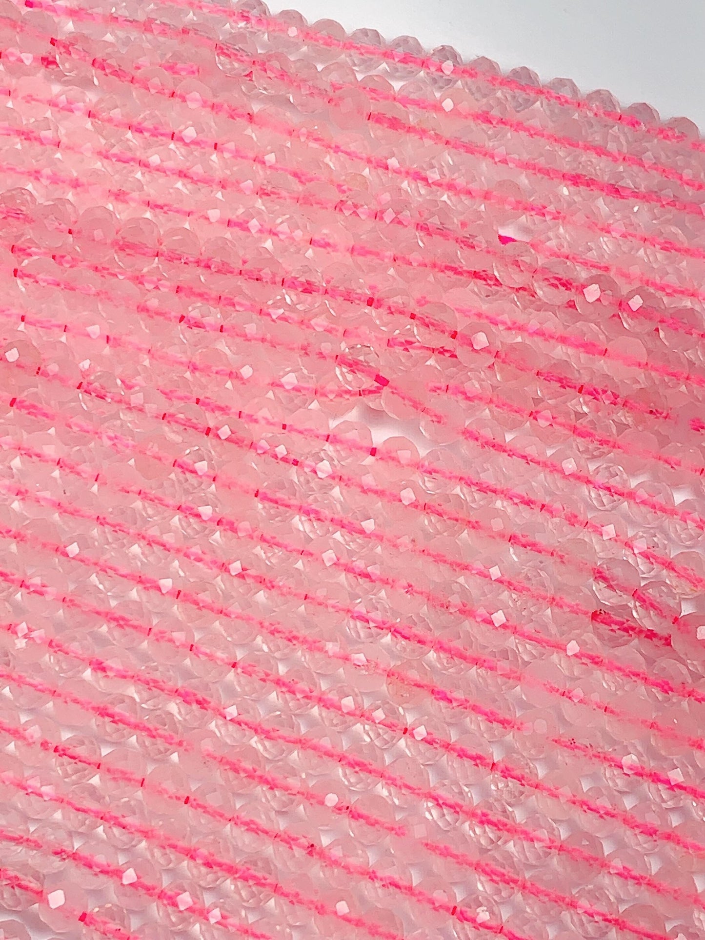 AAA Ttransparent Madagascar Pink Rose Quartz Faceted Round Beads Gemstone Strand 15.5 4mm