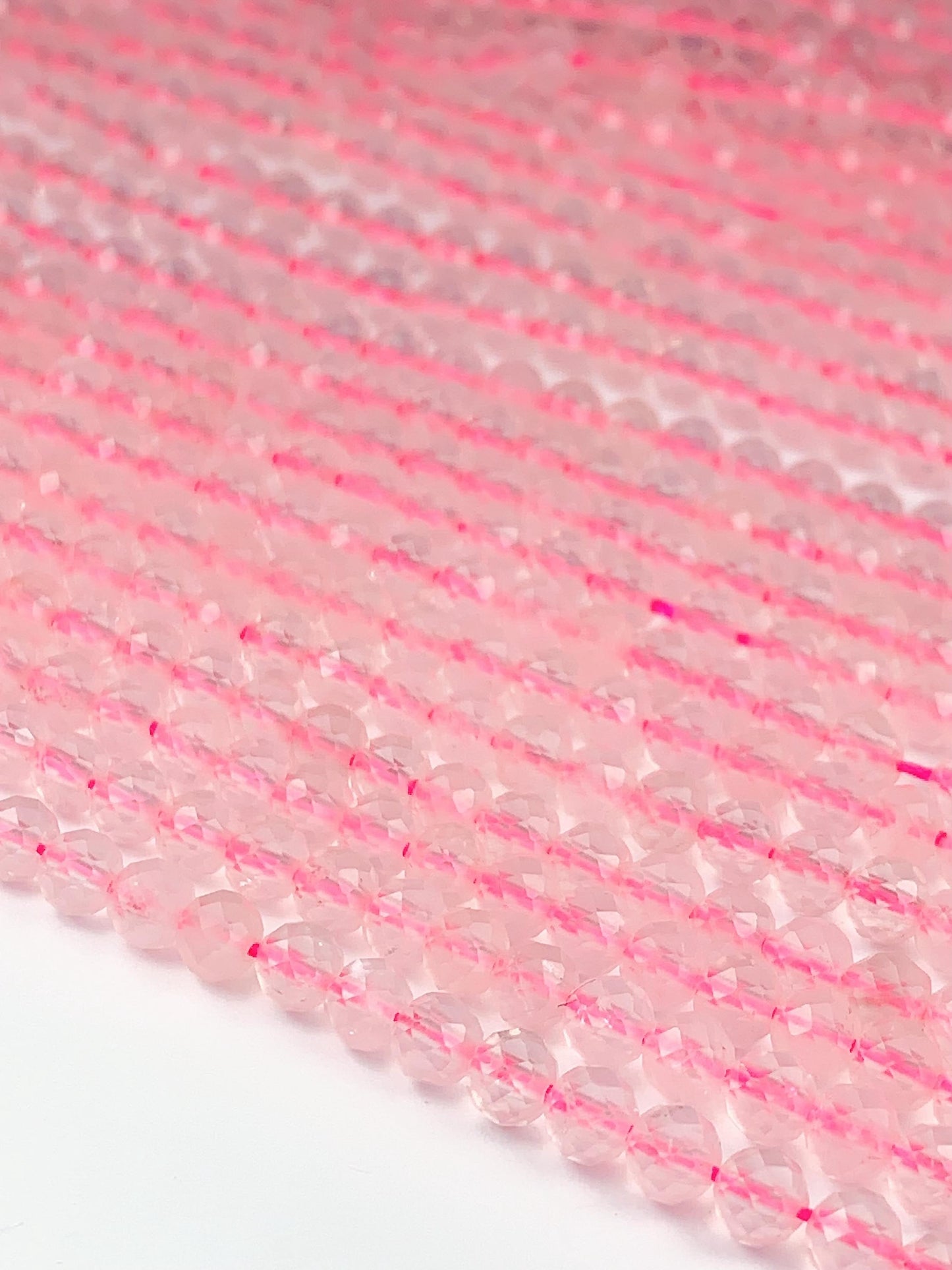 AAA Ttransparent Madagascar Pink Rose Quartz Faceted Round Beads Gemstone Strand 15.5 4mm