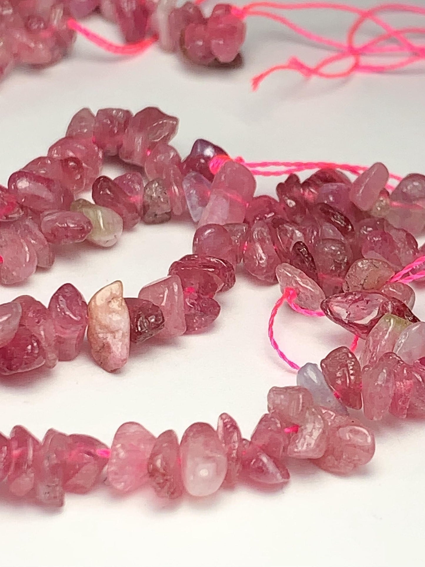 3-8mm  Natural Genuine Pink Tourmaline  Nugget Pebble Irregular Shaped Chip Beads 15.5