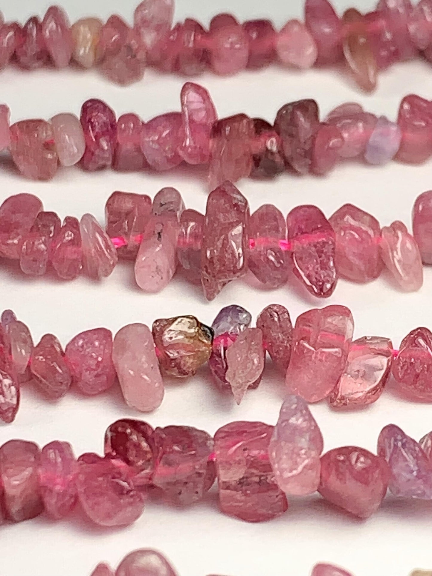 3-8mm  Natural Genuine Pink Tourmaline  Nugget Pebble Irregular Shaped Chip Beads 15.5