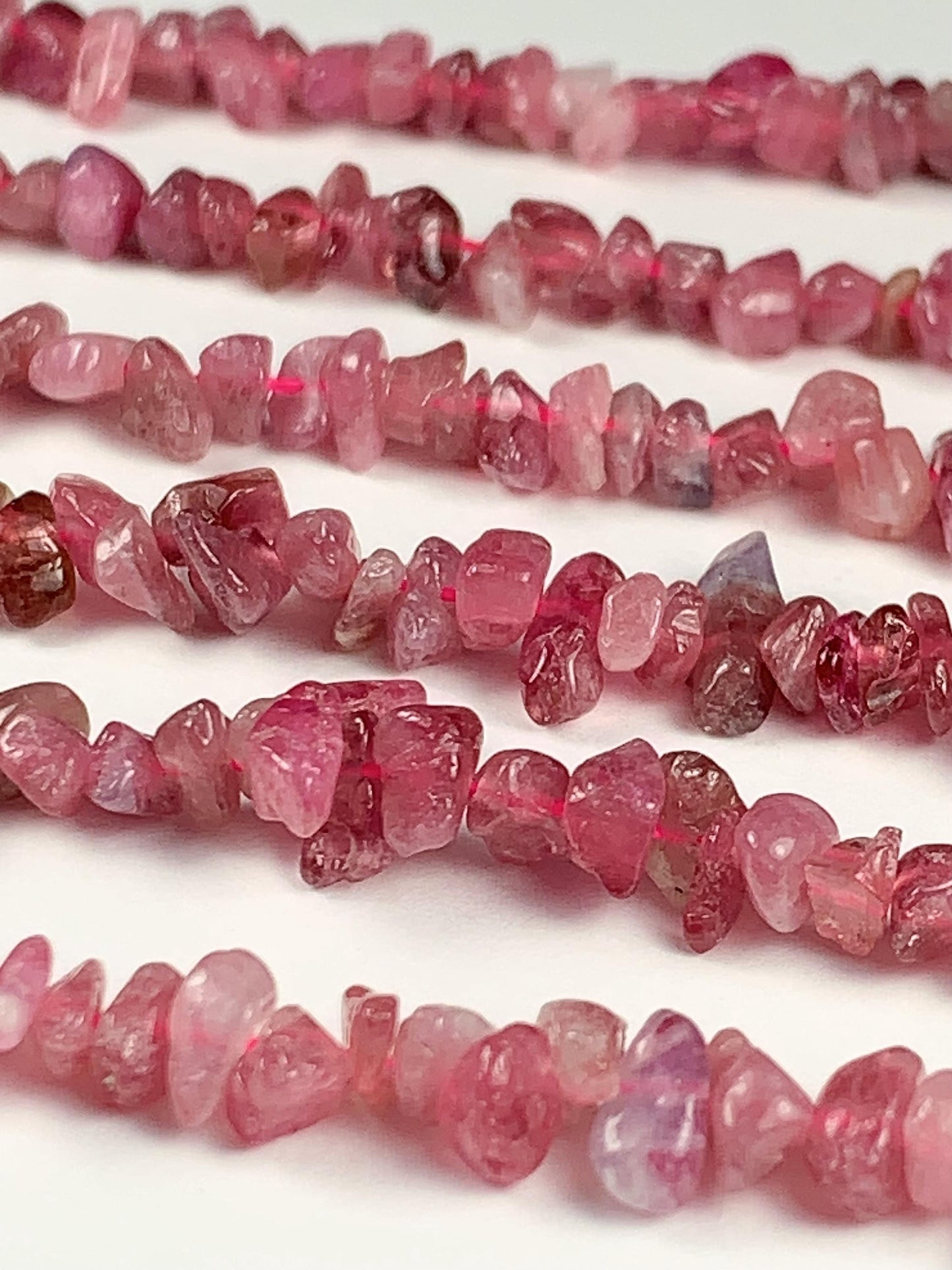 3-8mm  Natural Genuine Pink Tourmaline  Nugget Pebble Irregular Shaped Chip Beads 15.5