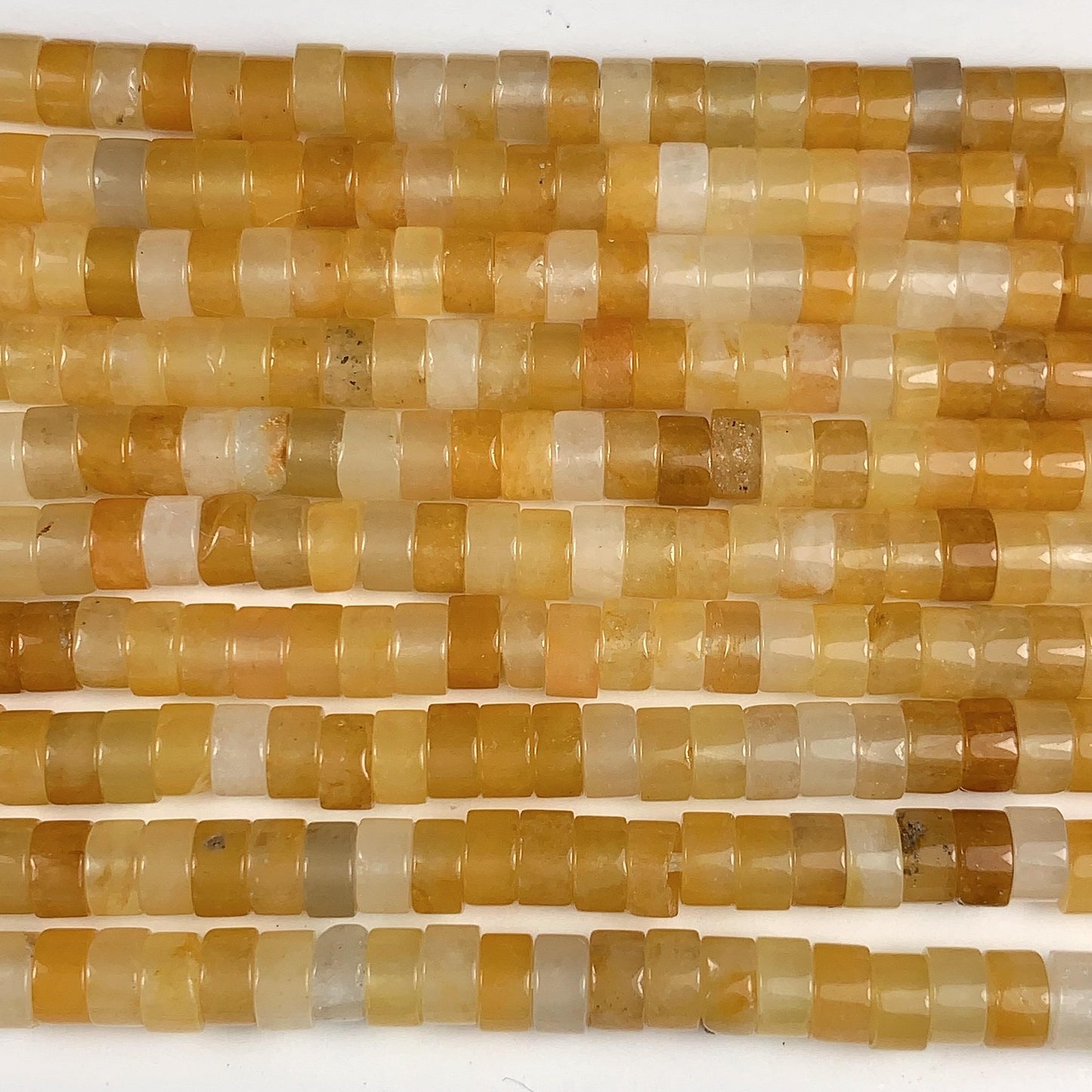 2x4mm oily luster with a hint of translucency Honey Yellow Jade Heishi Disc Beads 15" Strand