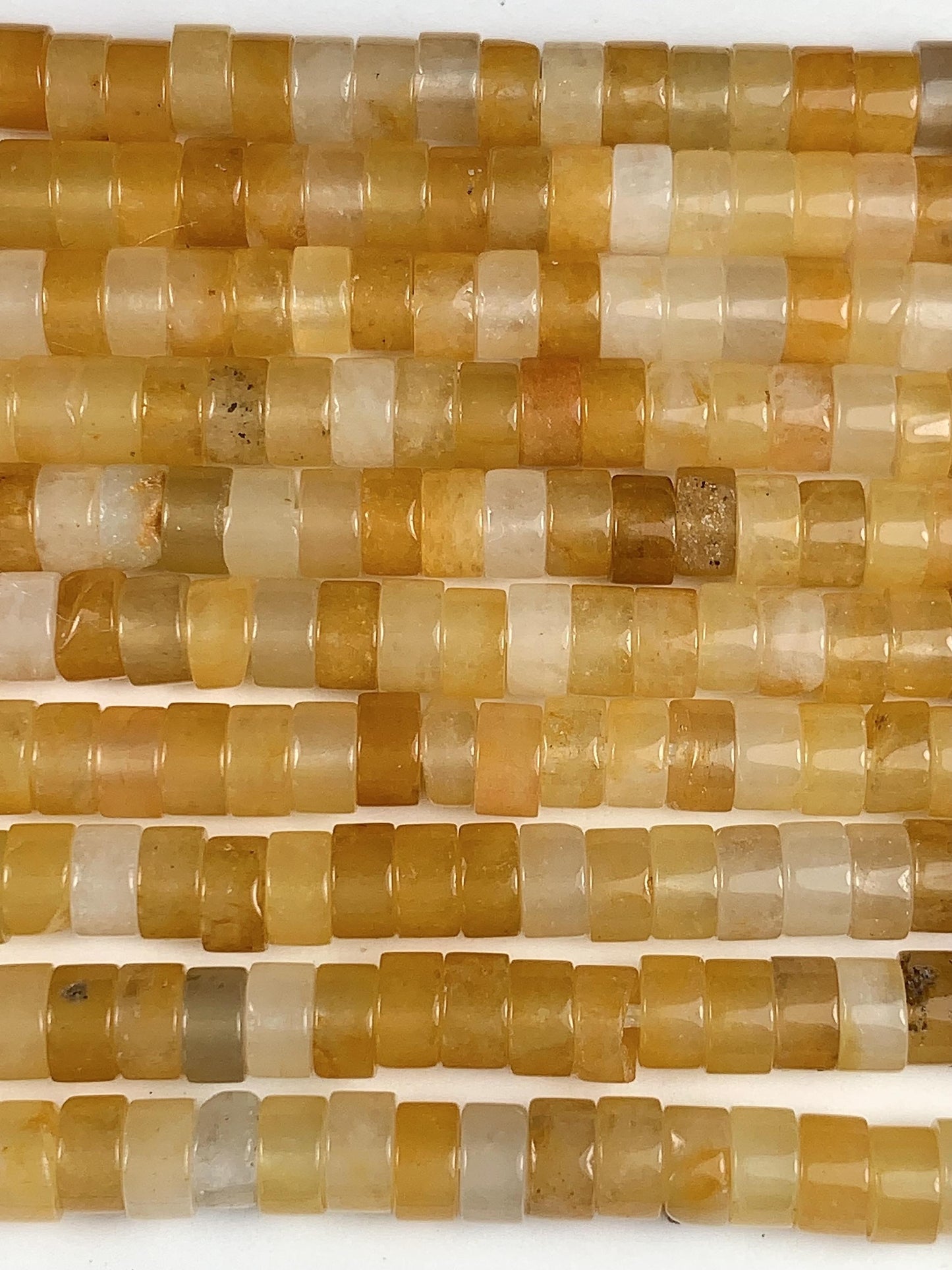 2x4mm oily luster with a hint of translucency Honey Yellow Jade Heishi Disc Beads 15" Strand