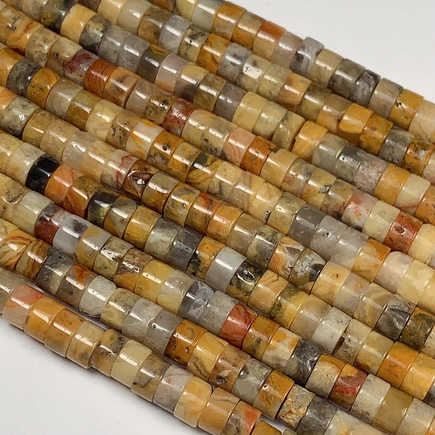 2x4mm AAA Natural Yellow Picture Jasper Heishi Disc Beads 15" Strand Green Blue Yellow