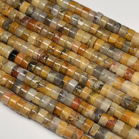 2x4mm AAA Natural Yellow Picture Jasper Heishi Disc Beads 15" Strand Green Blue Yellow