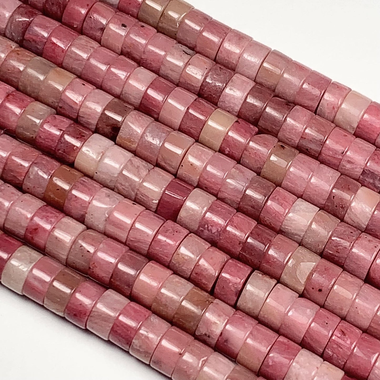 2x4mm Good Color Natural Pink Rhodonite Heishi Disc Beads 15.5" Strand