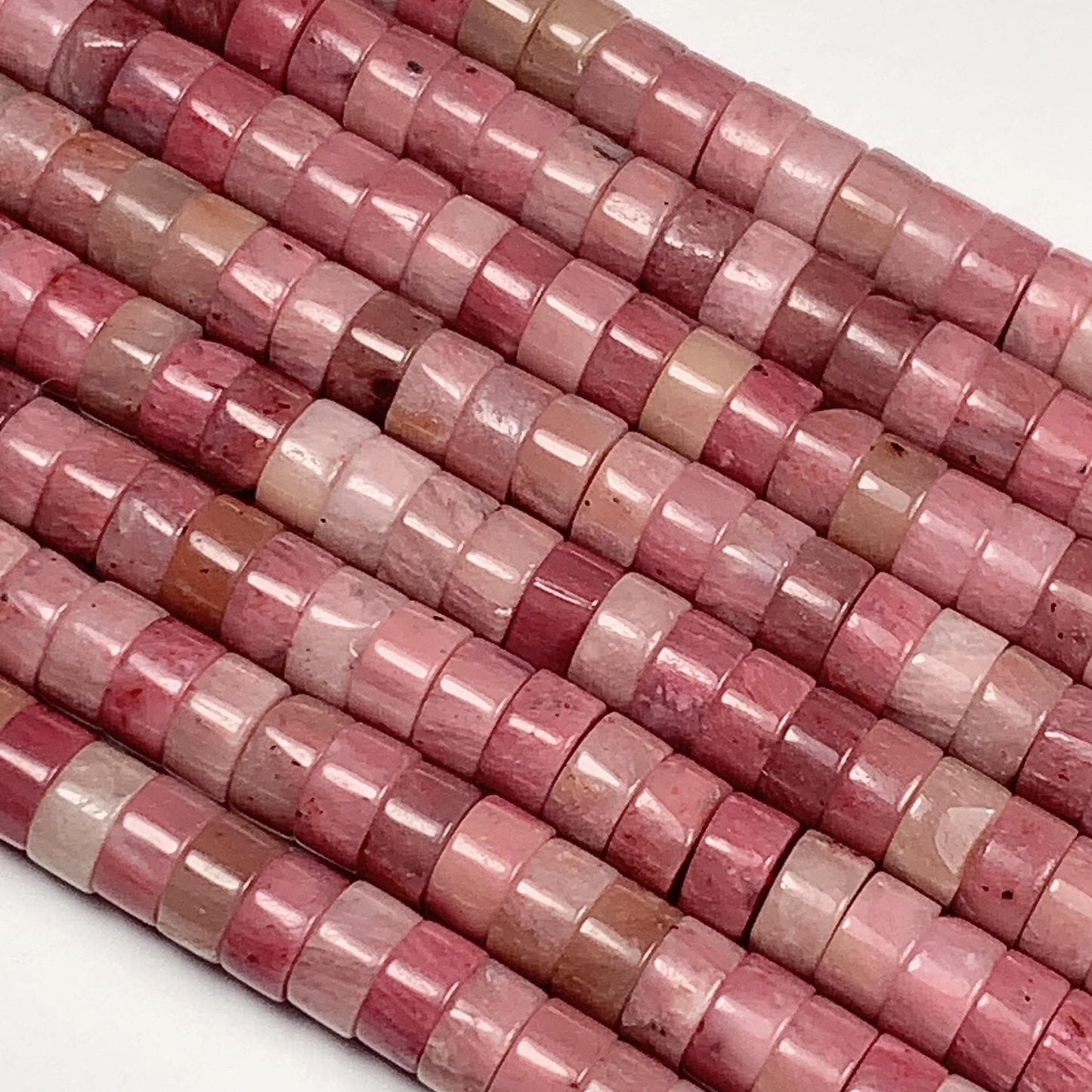 2x4mm Good Color Natural Pink Rhodonite Heishi Disc Beads 15.5" Strand