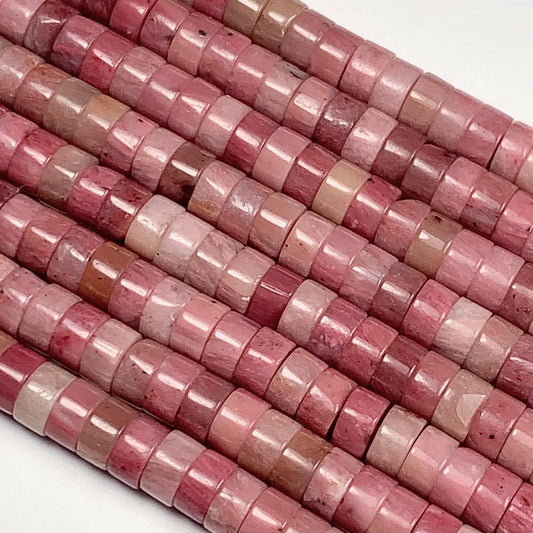 2x4mm Good Color Natural Pink Rhodonite Heishi Disc Beads 15.5" Strand