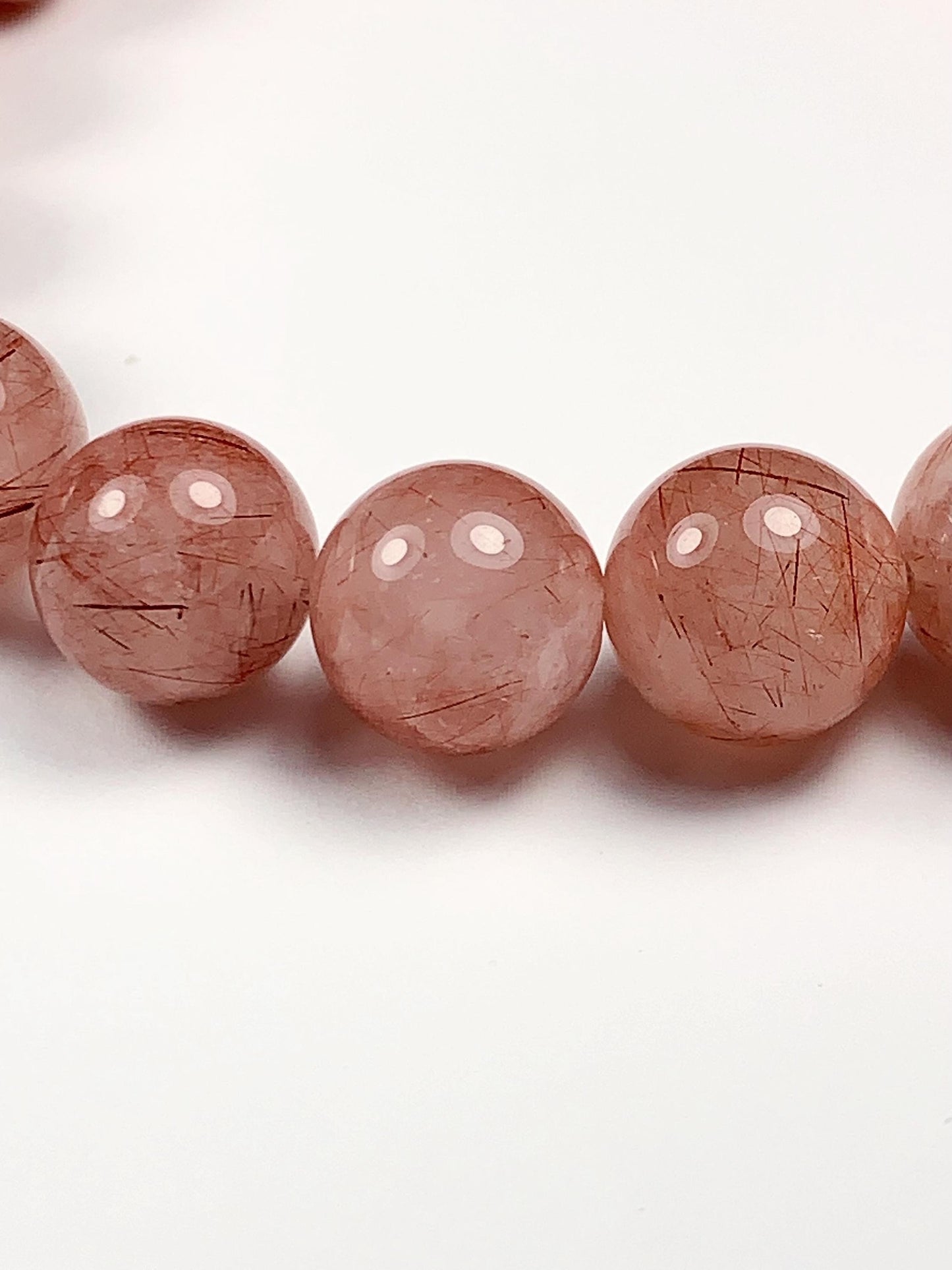 High Quality Natural Red Copper Rutilated Quartz  Stretch Bracelet 8mm 10mm 12mm Smooth Round