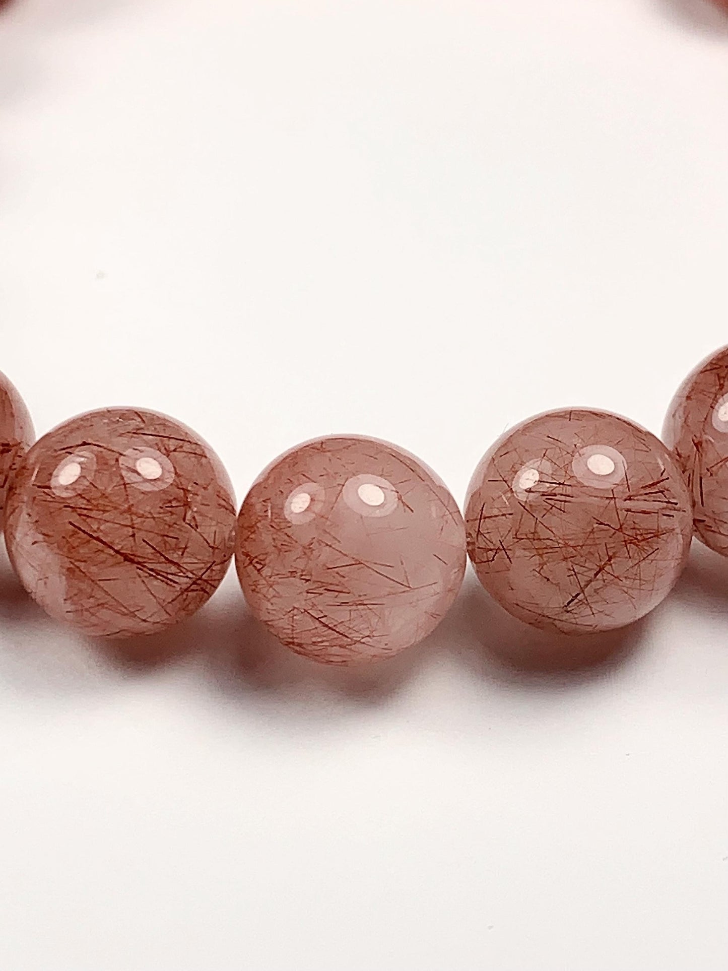 High Quality Natural Red Copper Rutilated Quartz  Stretch Bracelet 8mm 10mm 12mm Smooth Round