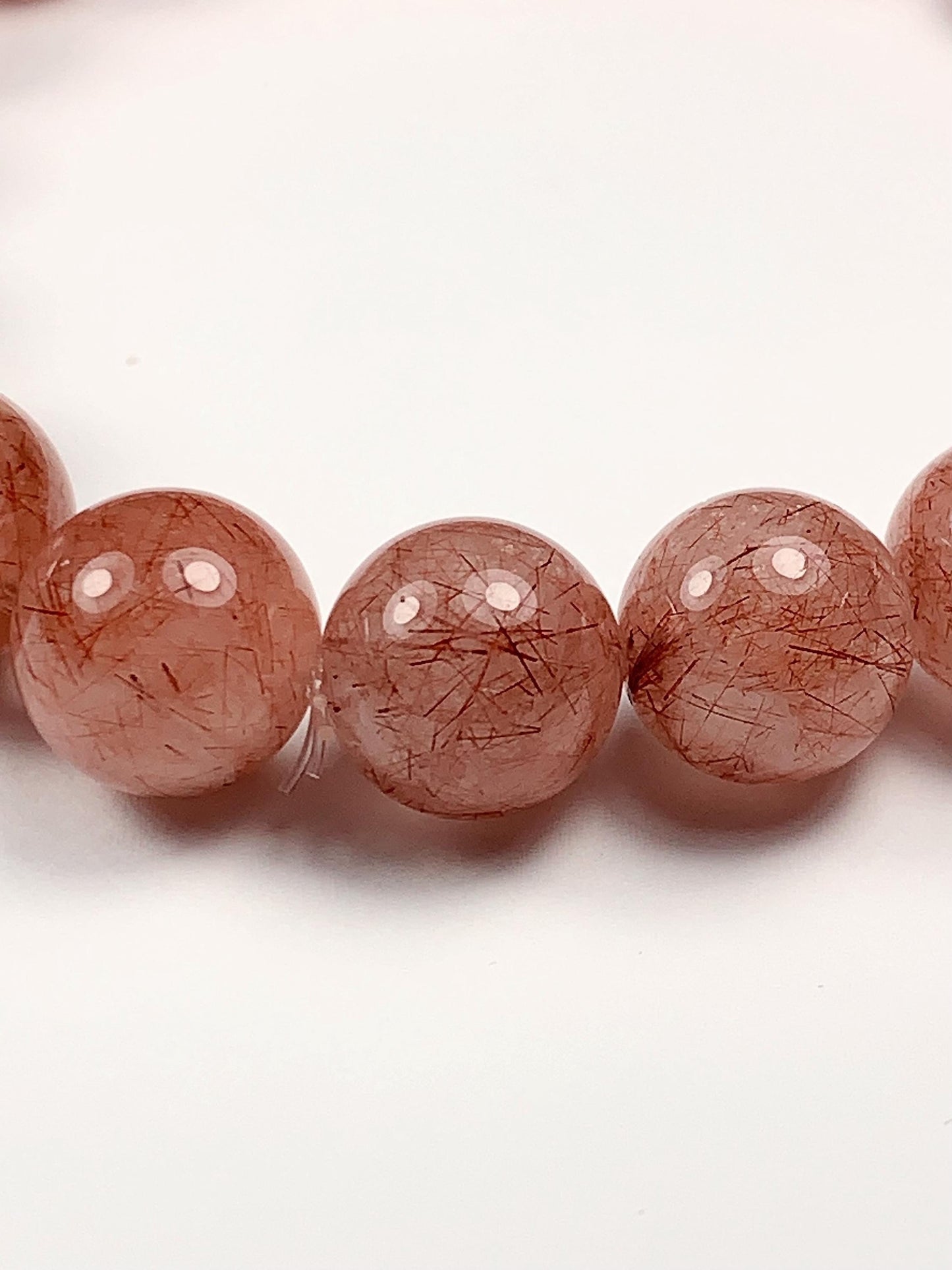 High Quality Natural Red Copper Rutilated Quartz  Stretch Bracelet 8mm 10mm 12mm Smooth Round