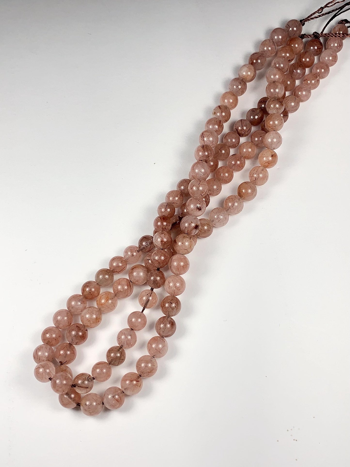High Quality Natural Transparent Red Copper Rutilated Quartz Smooth Round Beads: 15.5 Strand Gemstone reddish rutile inclusions crystal