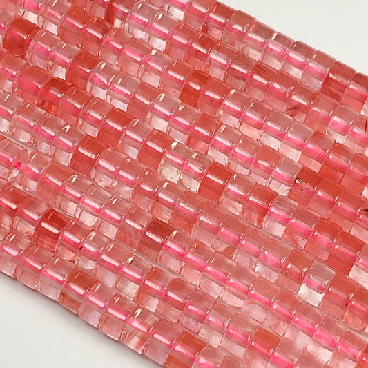 2x4mm Red Watermelon Quartz Heishi Disc Beads Strand 15"