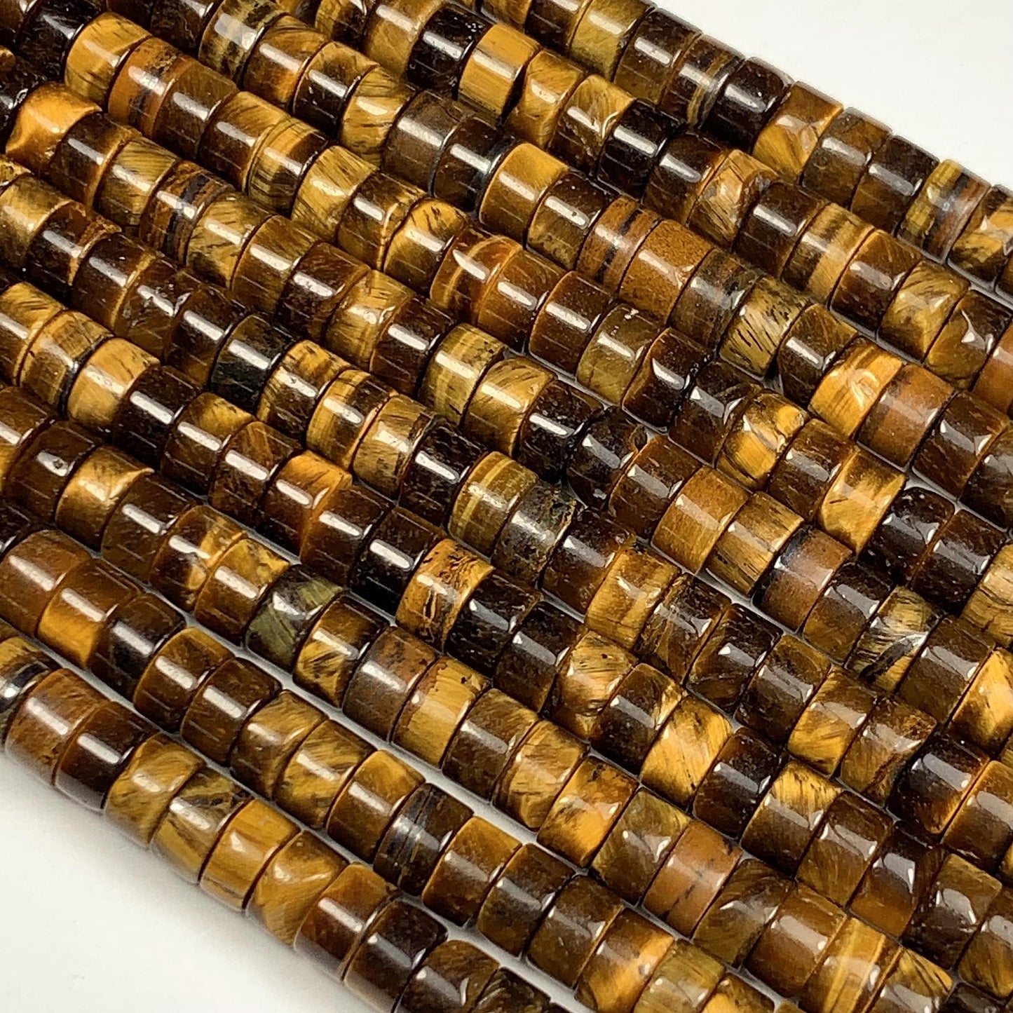 2x4mm Natural Yellow Gold Tiger Eyes Heishi Disc Beads Gemstone Strand 15"