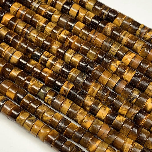 2x4mm Natural Yellow Gold Tiger Eyes Heishi Disc Beads Gemstone Strand 15"