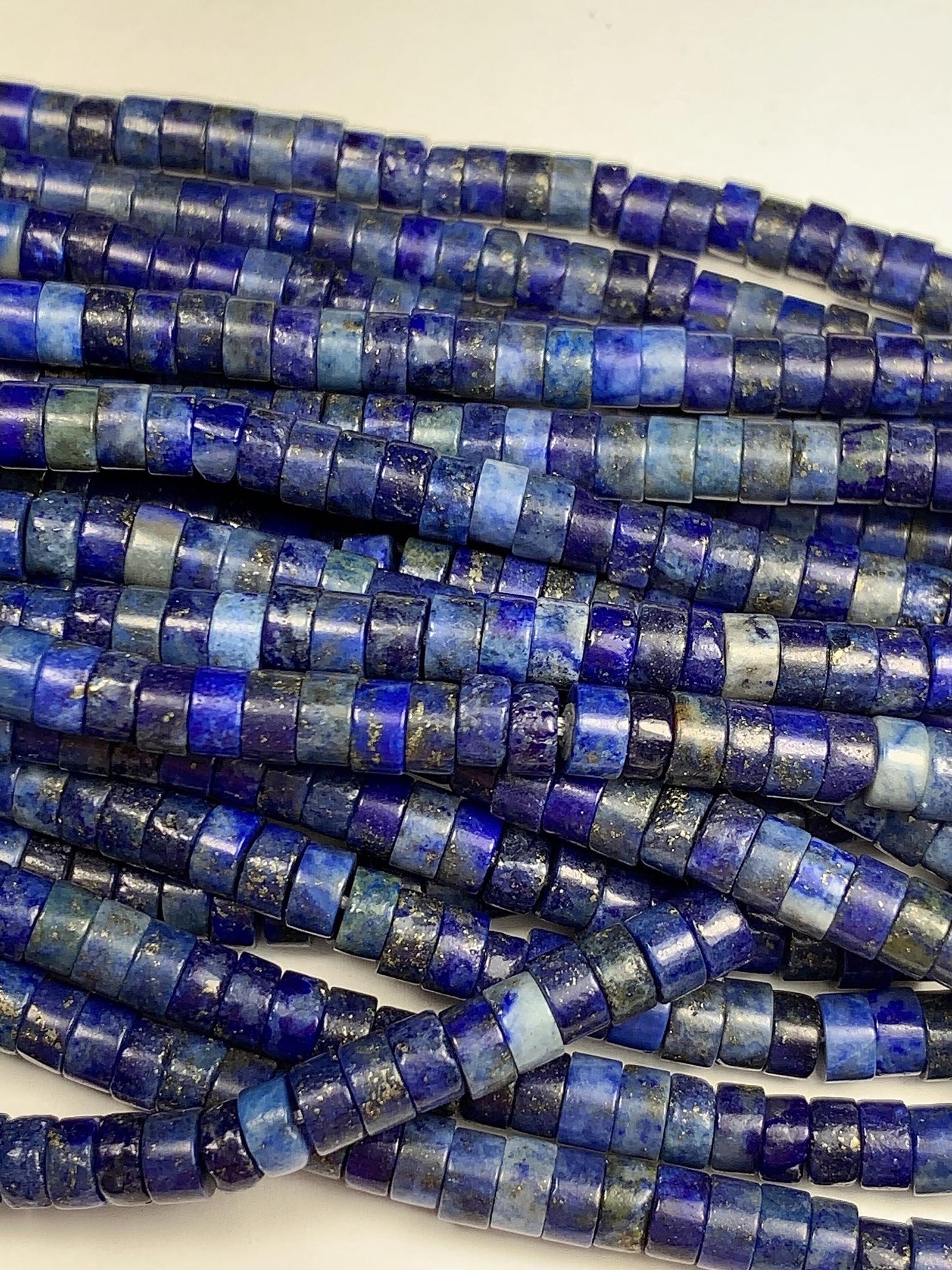 2x4mm Natural Blue Lapis Lazuli Heishi Disc Beads 15 Strand