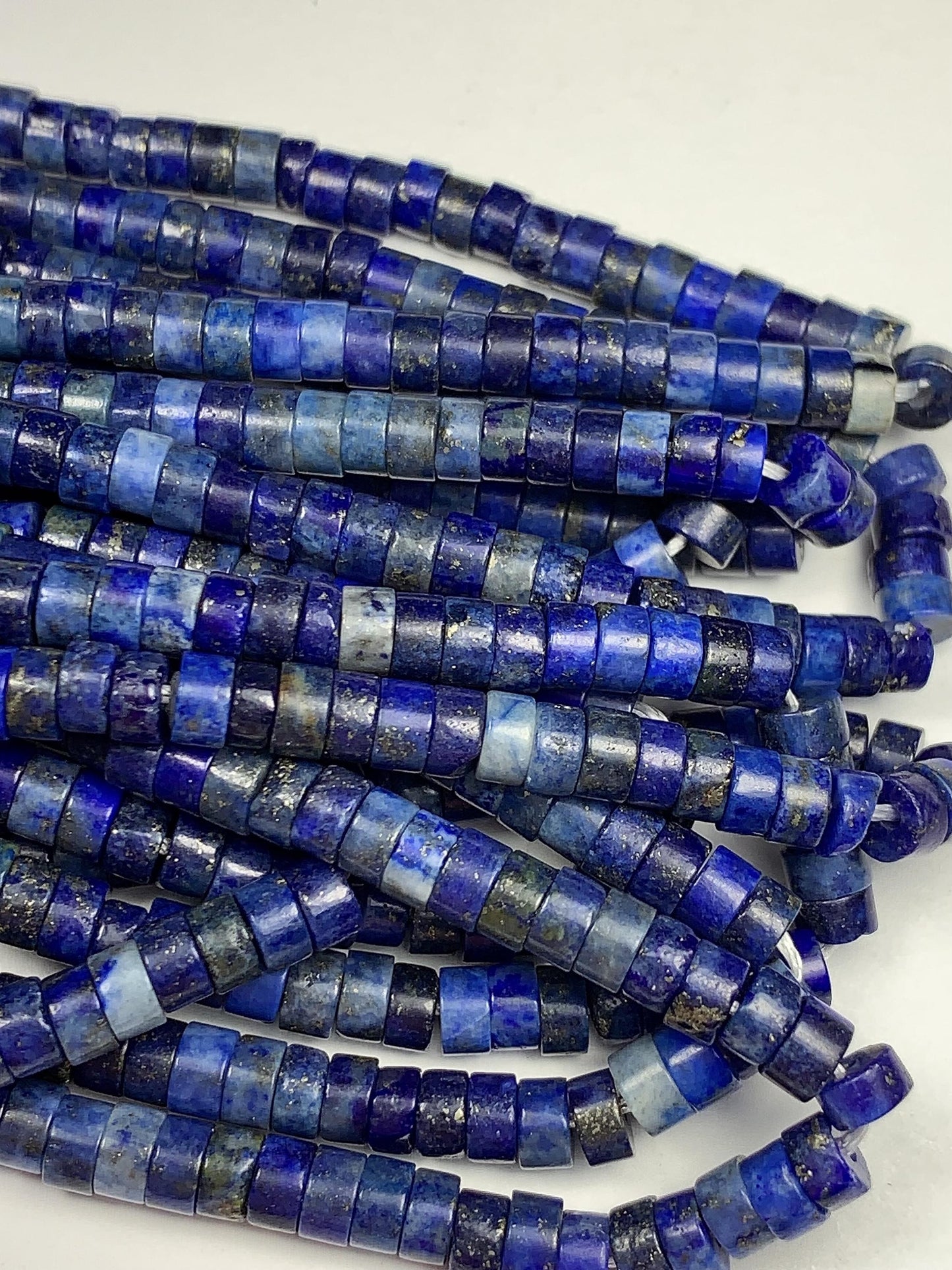 2x4mm Natural Blue Lapis Lazuli Heishi Disc Beads 15 Strand