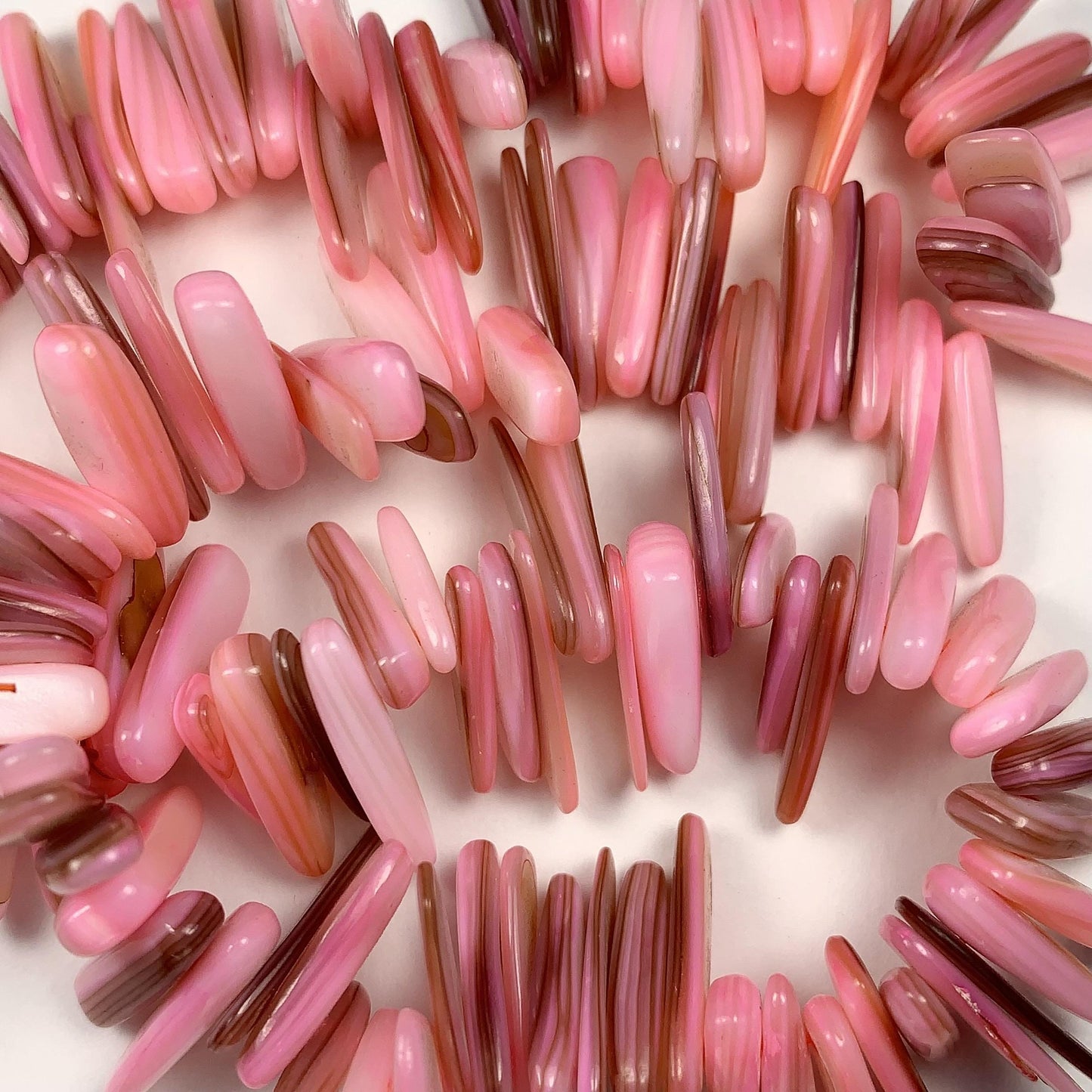 15-18mm Natural Blush Pink Mother of Pearl Shell Stick Spike Nugget Pebble Irregular Chips Beads Strand 15 Jewelry Making DIY Gemstone