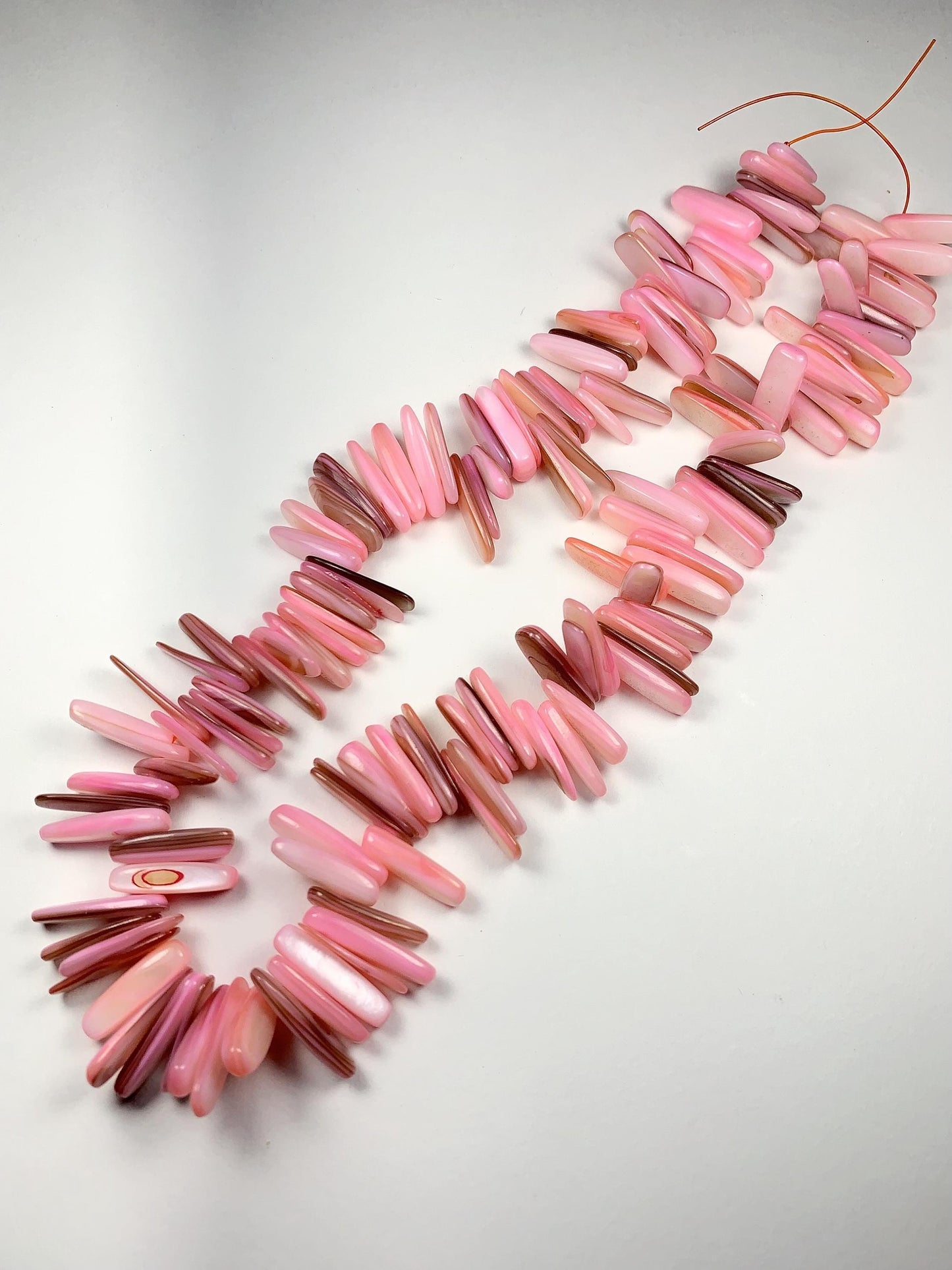 15-18mm Natural Blush Pink Mother of Pearl Shell Stick Spike Nugget Pebble Irregular Chips Beads Strand 15 Jewelry Making DIY Gemstone