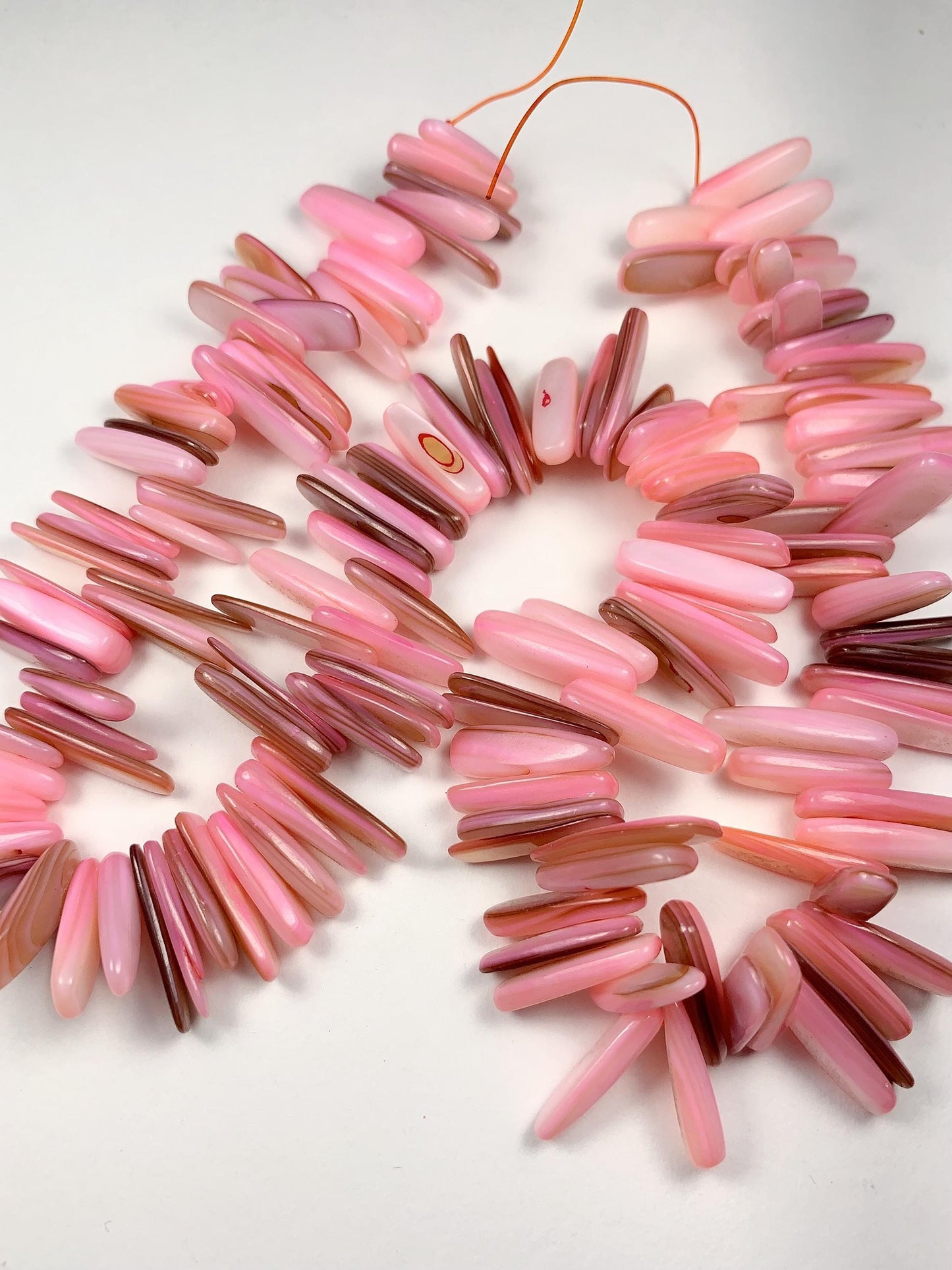 15-18mm Natural Blush Pink Mother of Pearl Shell Stick Spike Nugget Pebble Irregular Chips Beads Strand 15 Jewelry Making DIY Gemstone