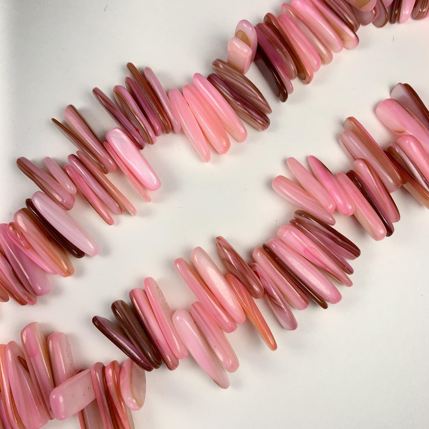 15-18mm Natural Blush Pink Mother of Pearl Shell Stick Spike Nugget Pebble Irregular Chips Beads Strand 15 Jewelry Making DIY Gemstone