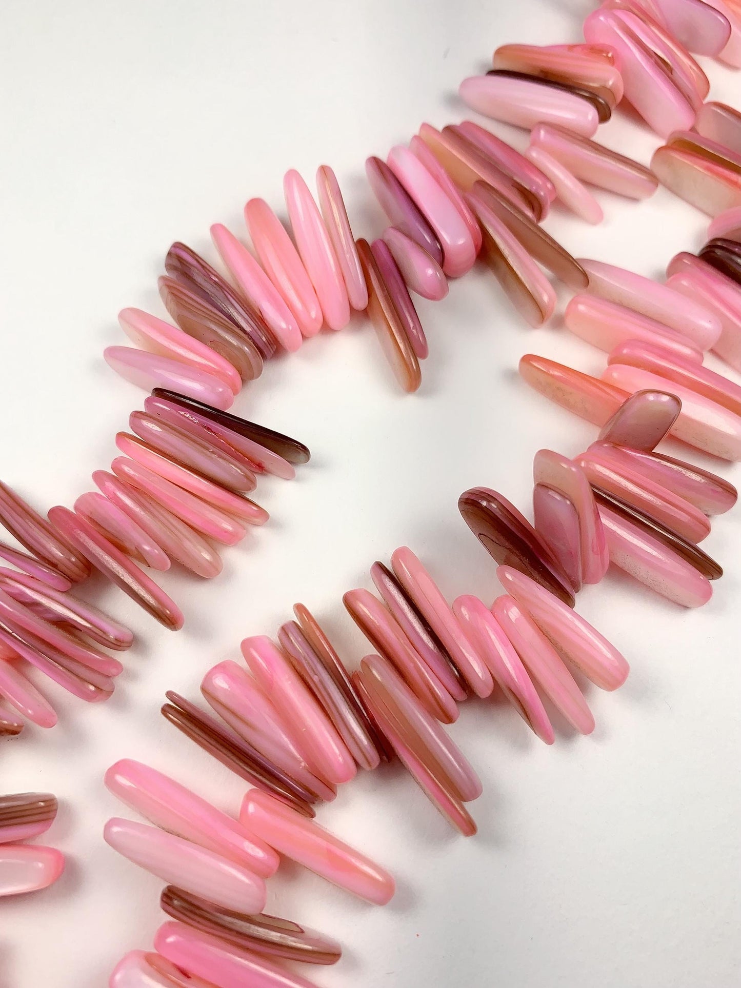 15-18mm Natural Blush Pink Mother of Pearl Shell Stick Spike Nugget Pebble Irregular Chips Beads Strand 15 Jewelry Making DIY Gemstone