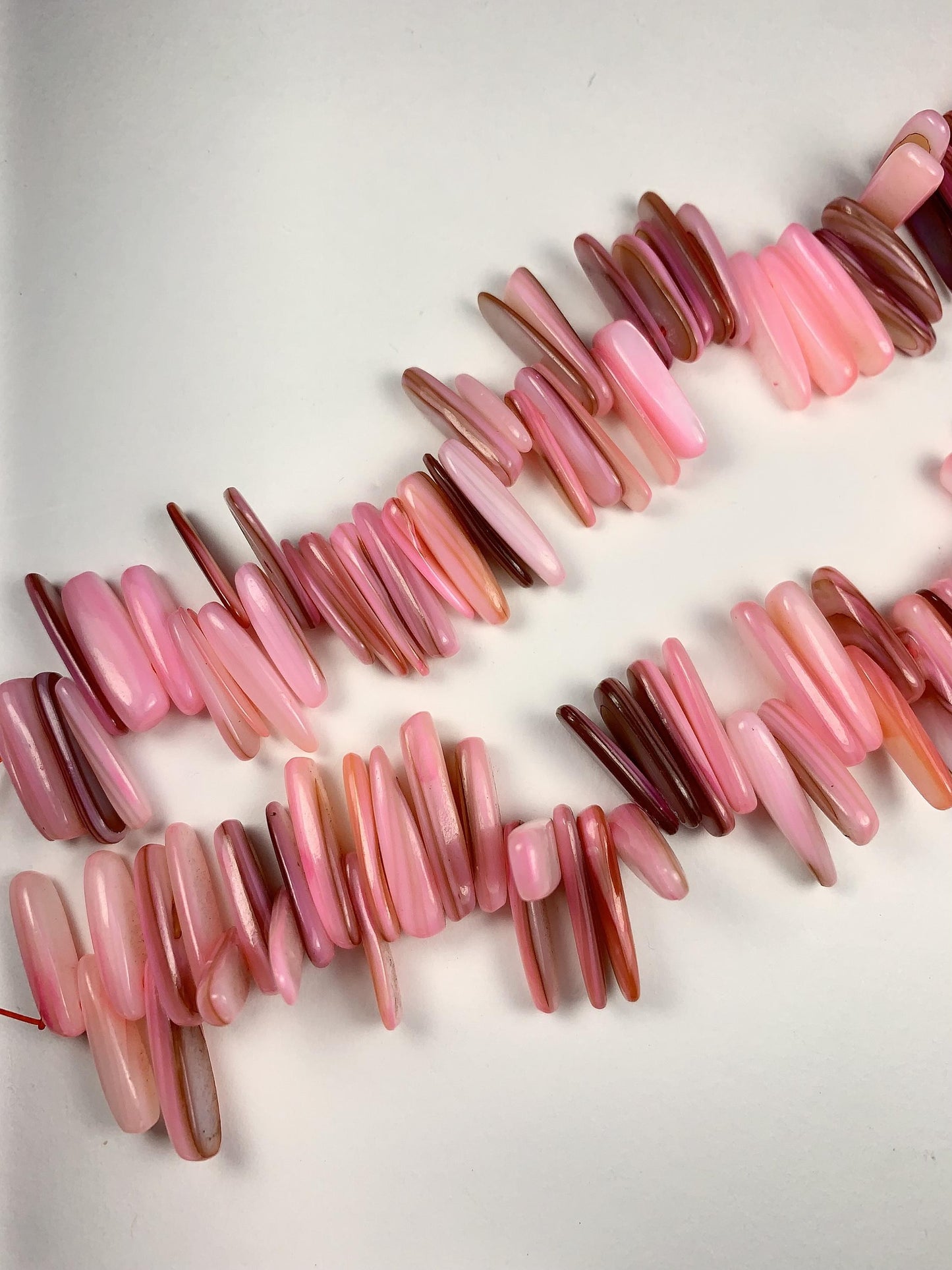15-18mm Natural Blush Pink Mother of Pearl Shell Stick Spike Nugget Pebble Irregular Chips Beads Strand 15 Jewelry Making DIY Gemstone