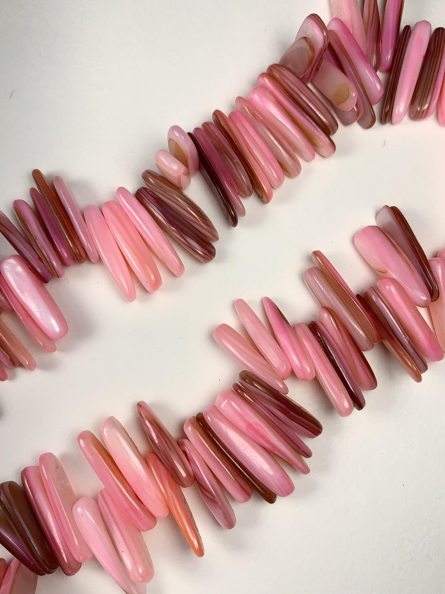 15-18mm Natural Blush Pink Mother of Pearl Shell Stick Spike Nugget Pebble Irregular Chips Beads Strand 15 Jewelry Making DIY Gemstone