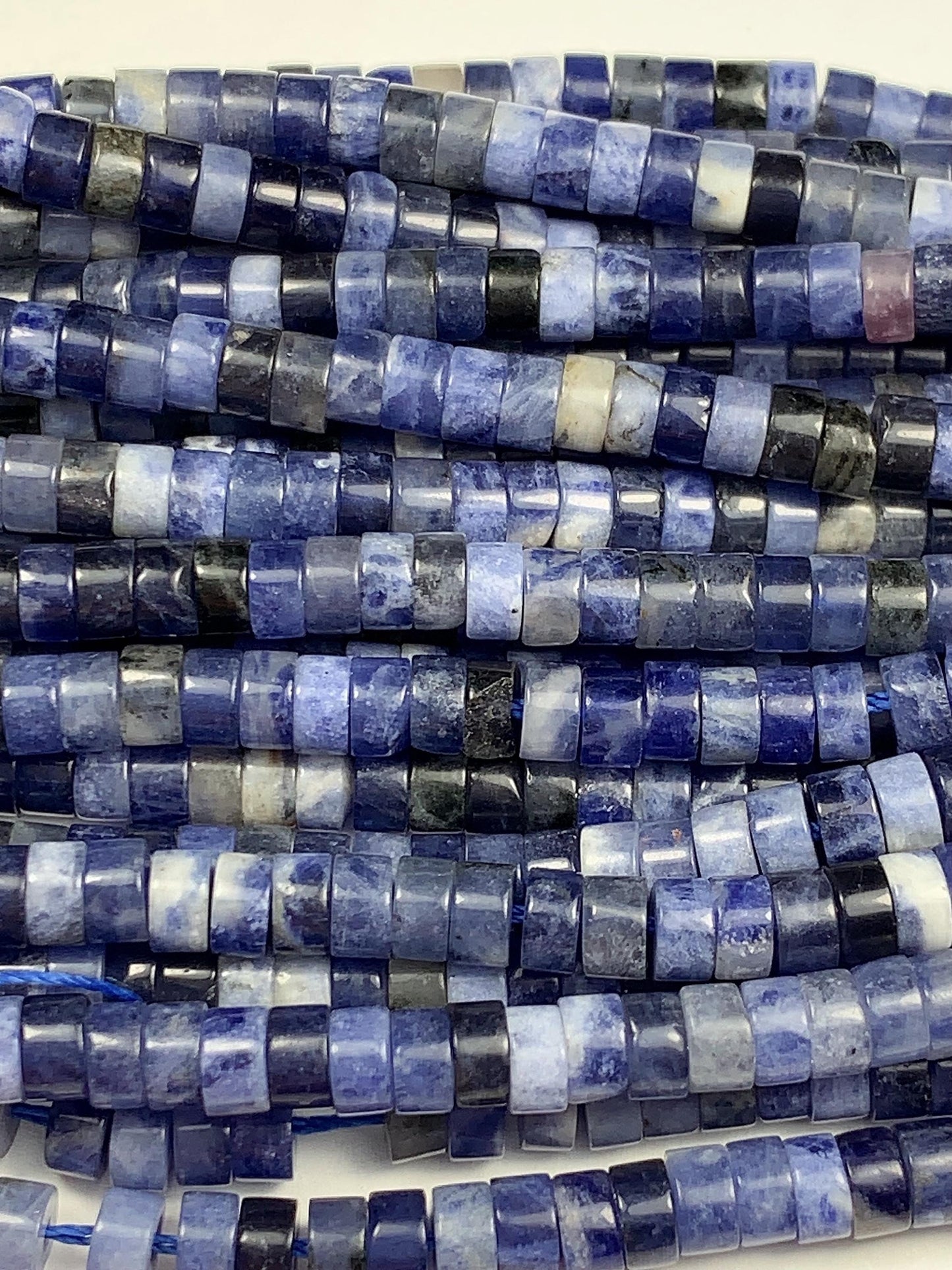 2x4mm Natural Blue Sodalite Heishi Disc Beads 15 Strand