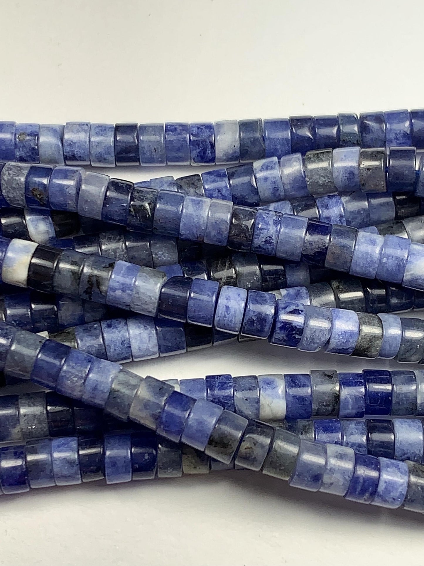 2x4mm Natural Blue Sodalite Heishi Disc Beads 15 Strand