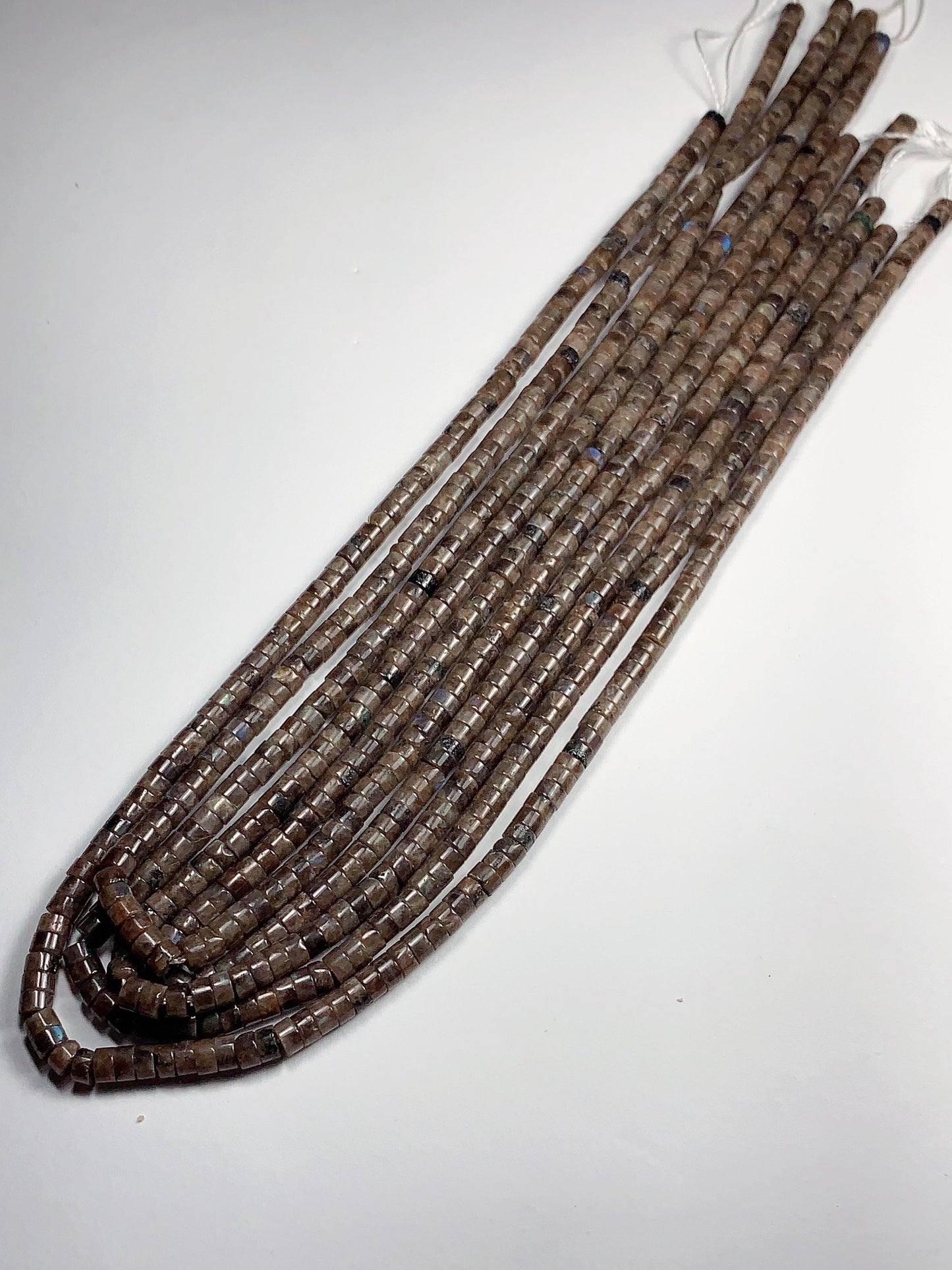 2x4mm Natural Blue Taupe Brown Labradorite Heishi Disc Beads 15" Strand