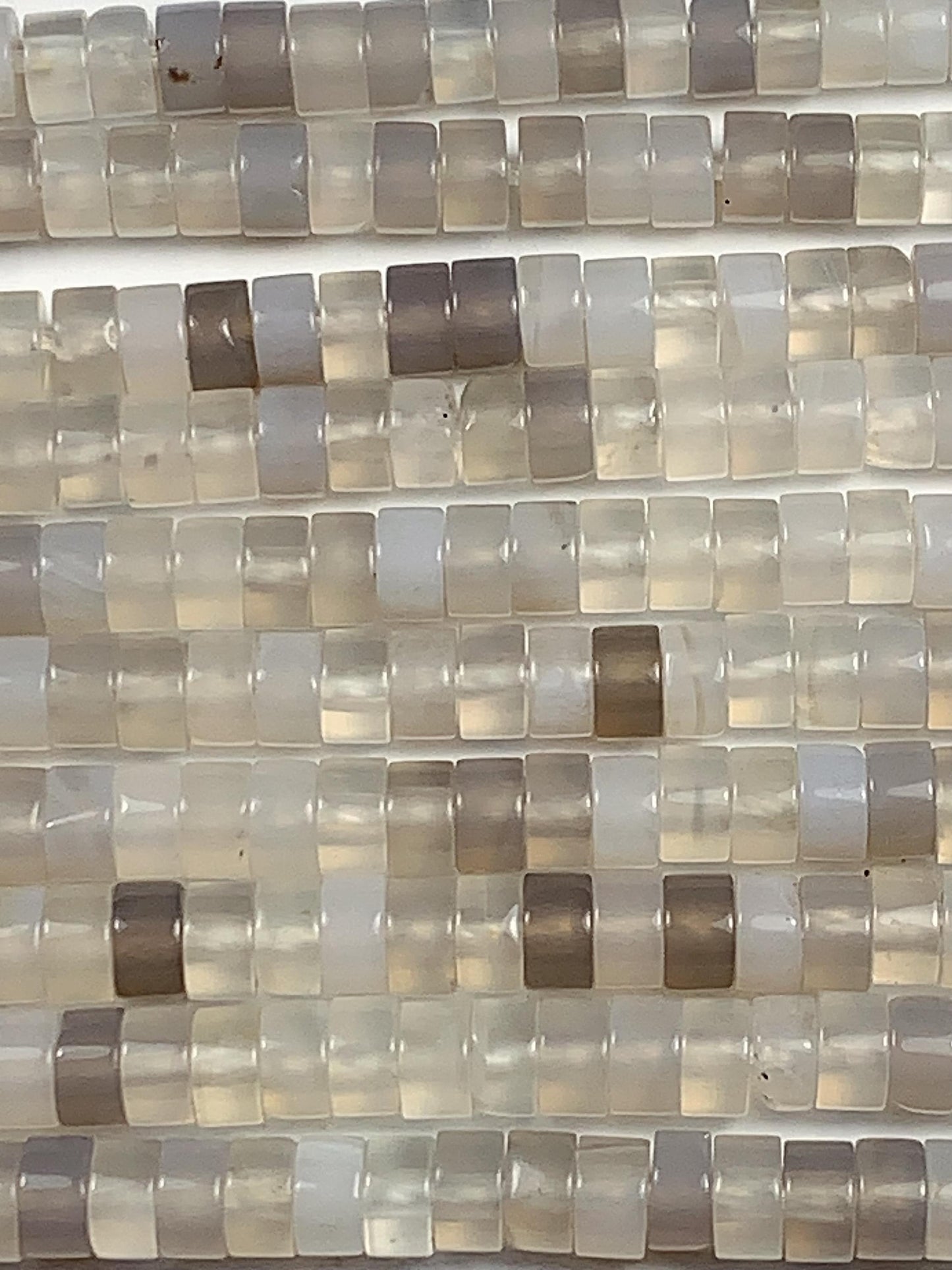 2x4mm  Natural Translucent Gray Agate Heishi Disc Beads 15" Strand
