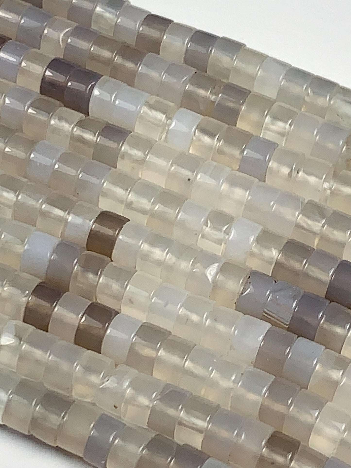 2x4mm  Natural Translucent Gray Agate Heishi Disc Beads 15" Strand