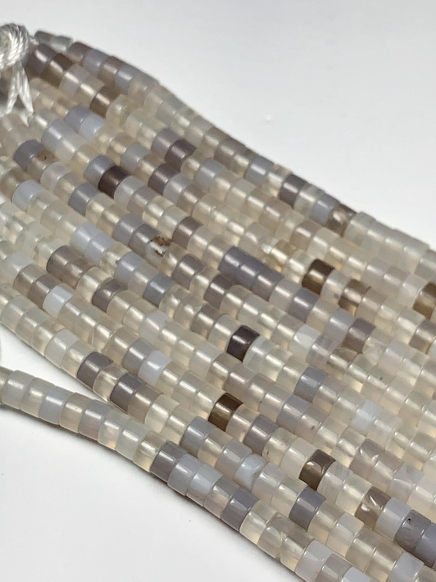 2x4mm  Natural Translucent Gray Agate Heishi Disc Beads 15" Strand